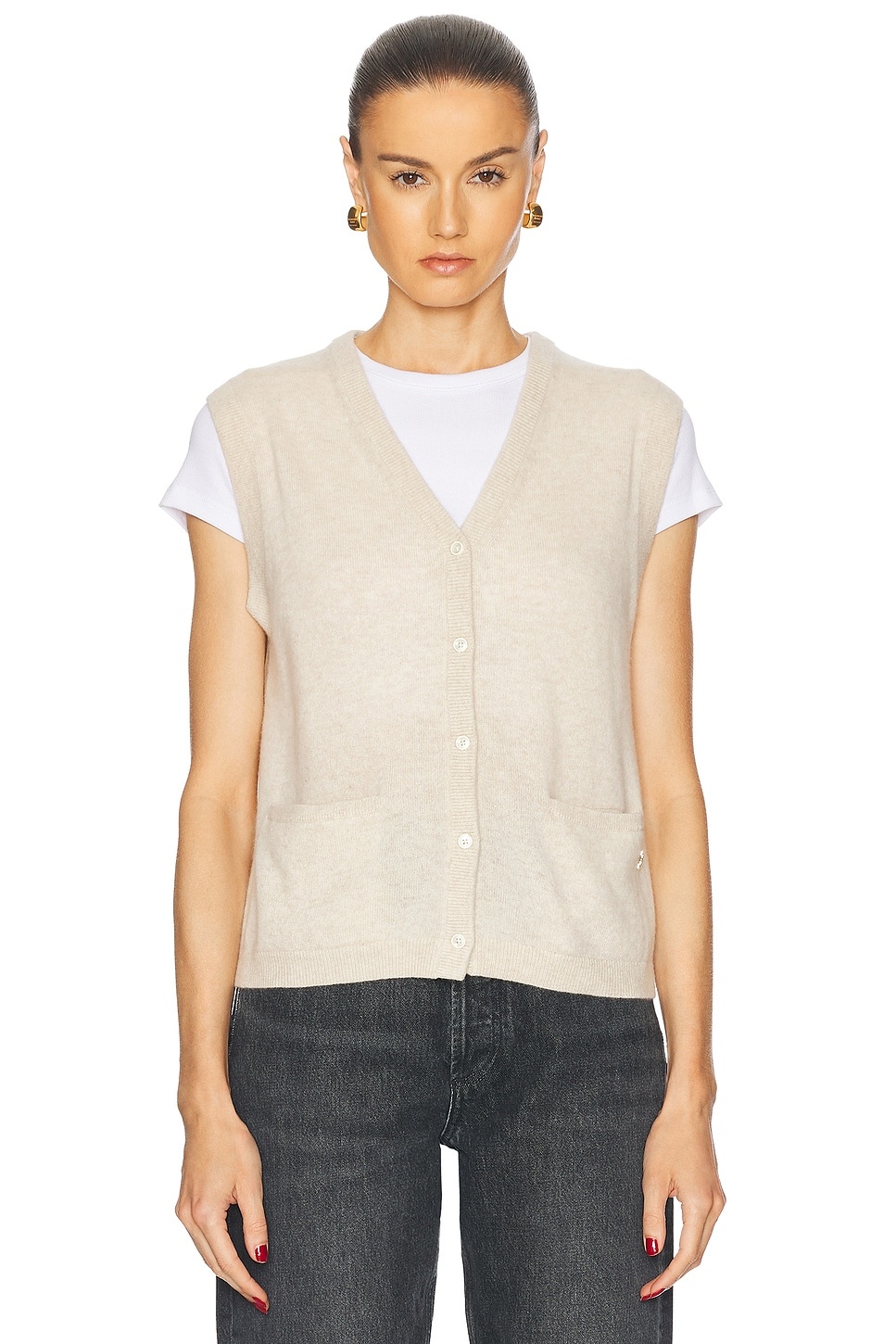 Elton Cashmere Cardigan Vest - 2