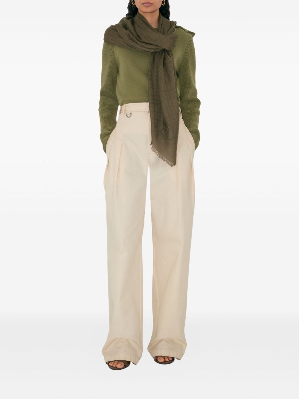 monogram frayed scarf - 3