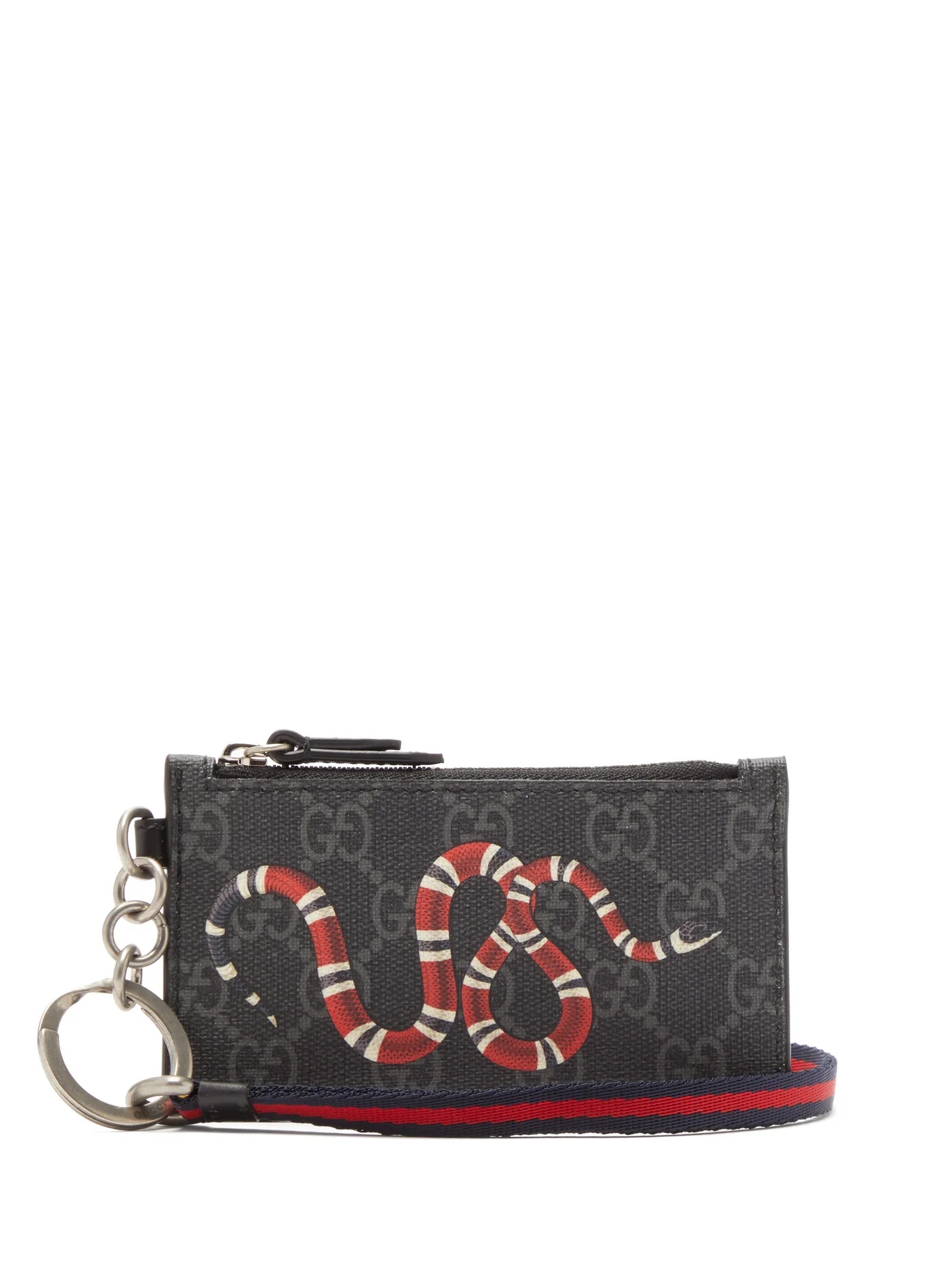 GG Supreme snake-print leather cardholder - 1