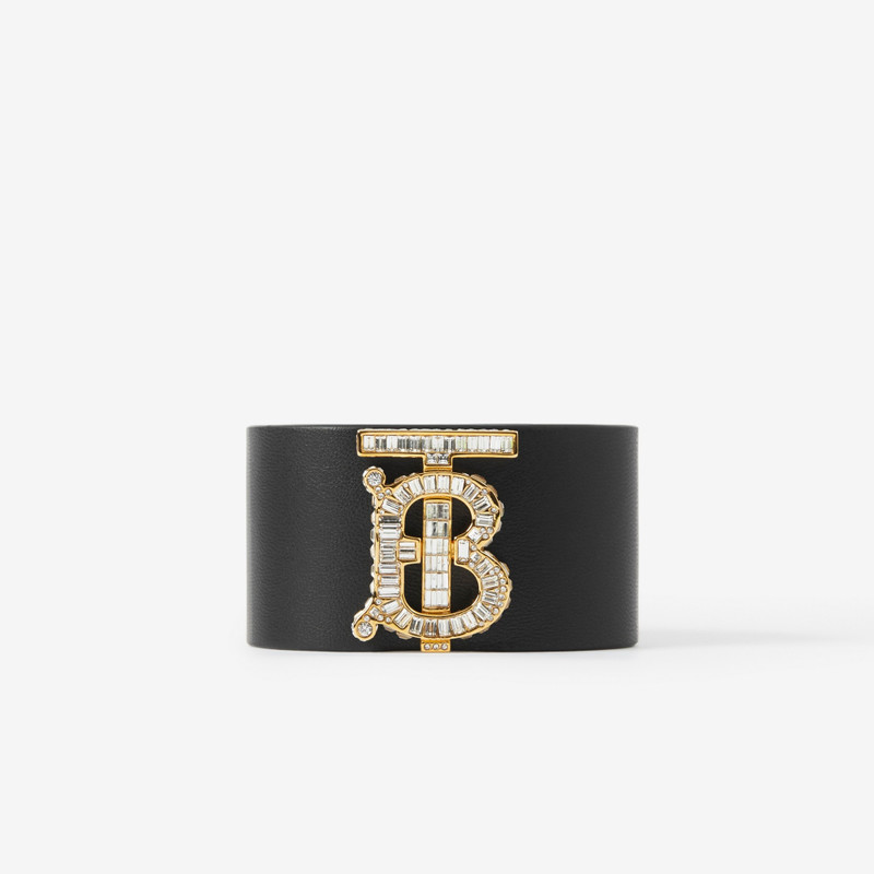 Crystal Monogram Leather Cuff 1