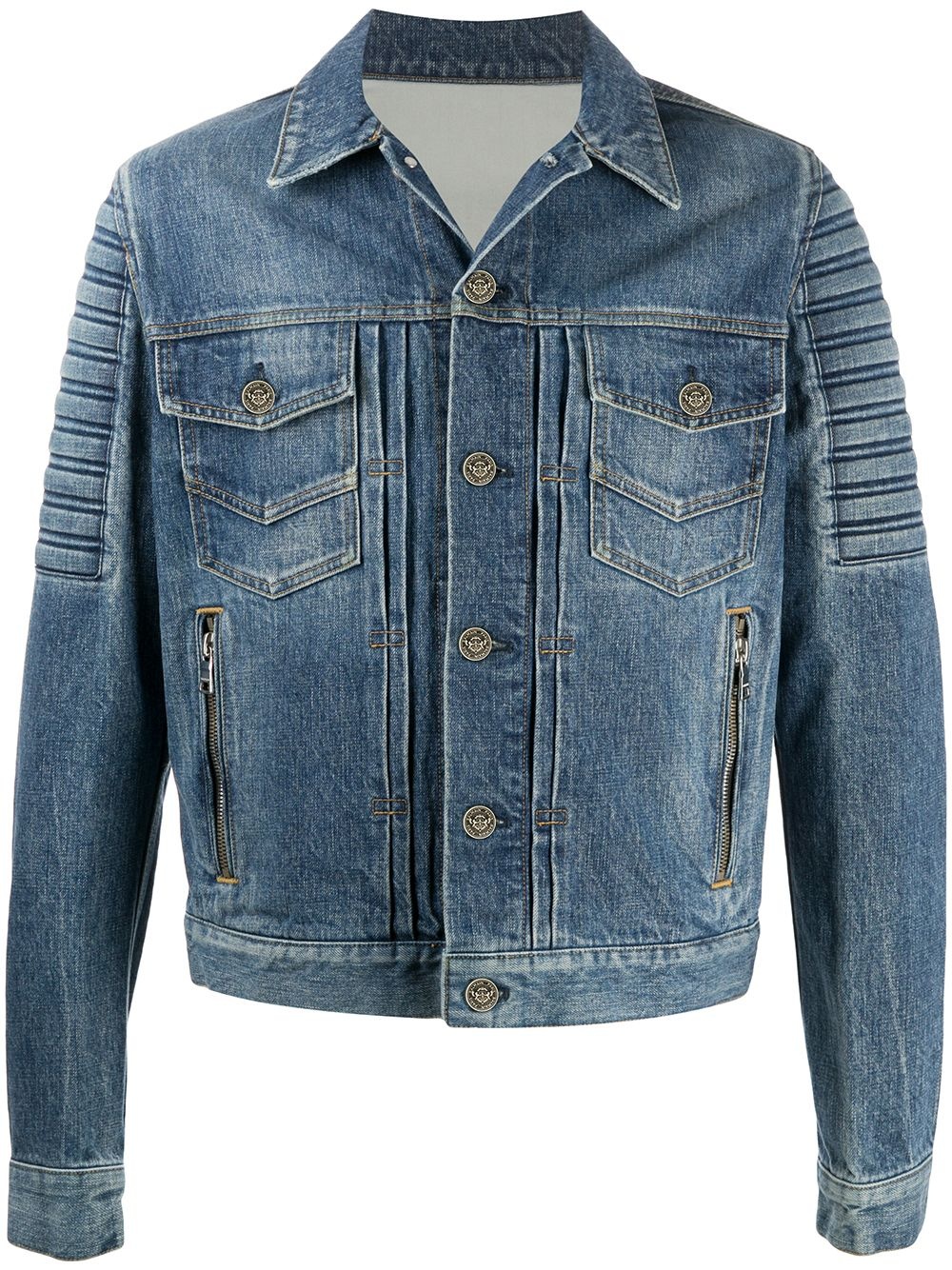 logo-embossed denim jacket - 1