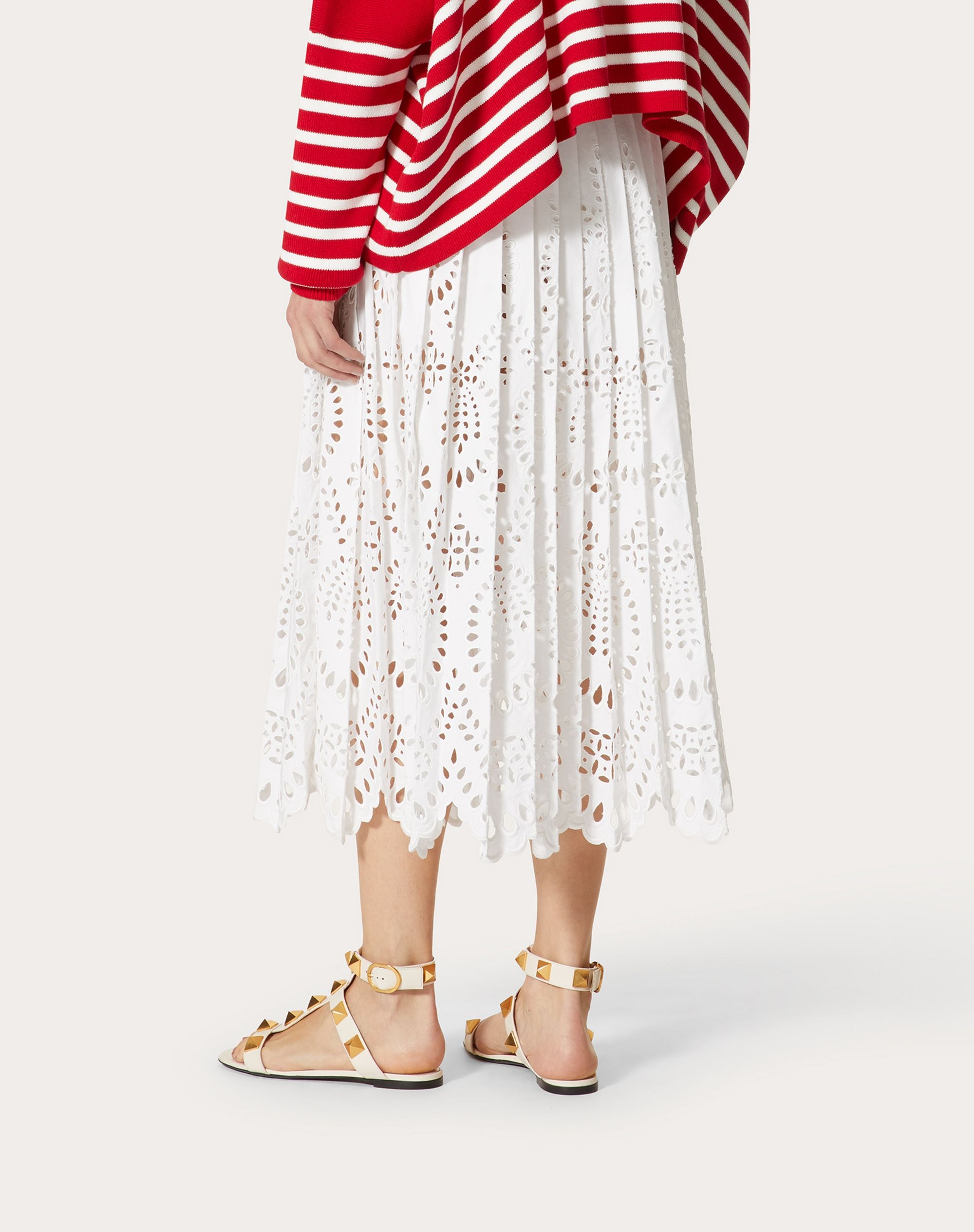 VALENTINO SAN GALLO EDITION COTTON POPLIN SKIRT - 4