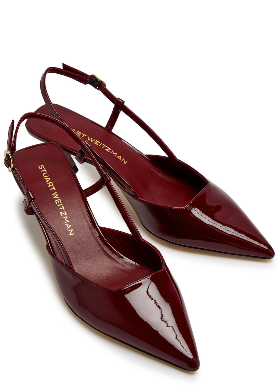 Stuart Weitzman Vinnie 50 Patent Leather Slingback Pumps - 3