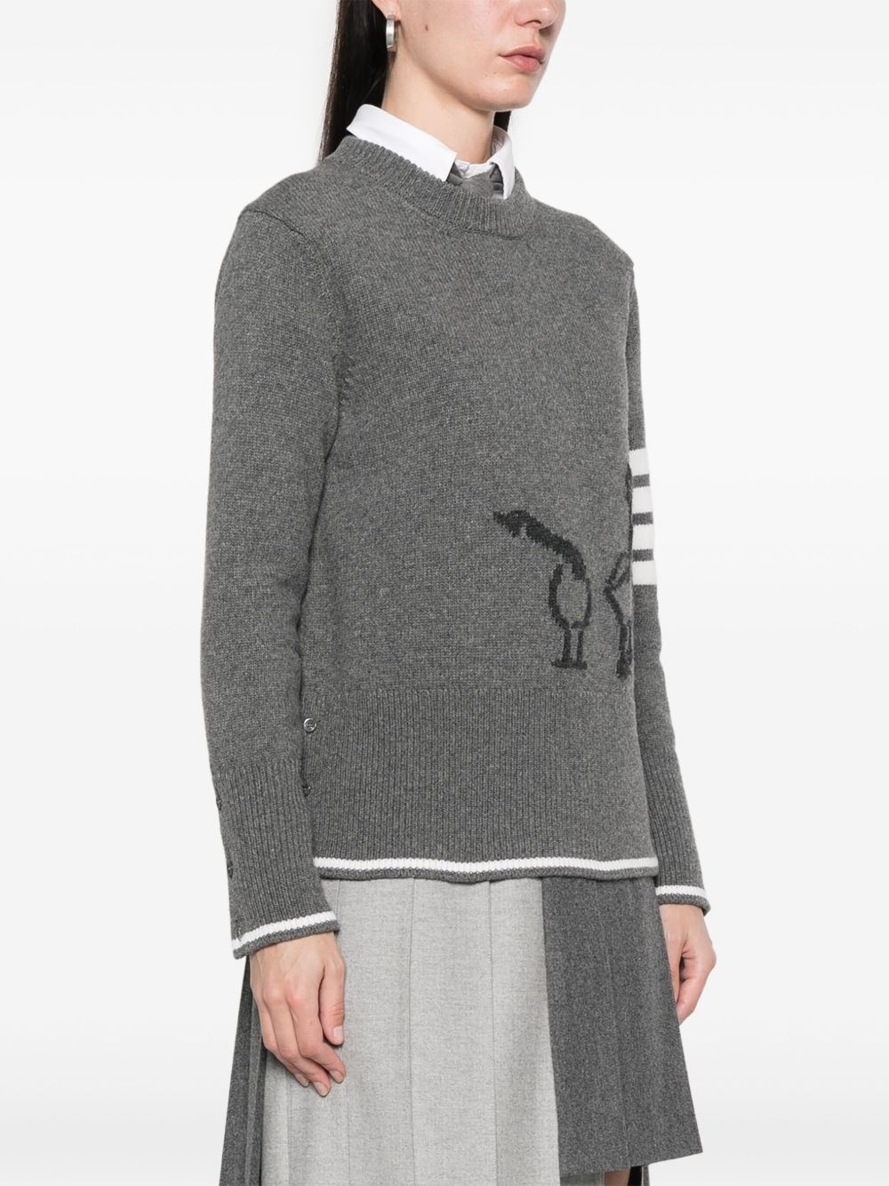 Geese-intarsia crewneck sweater - 3