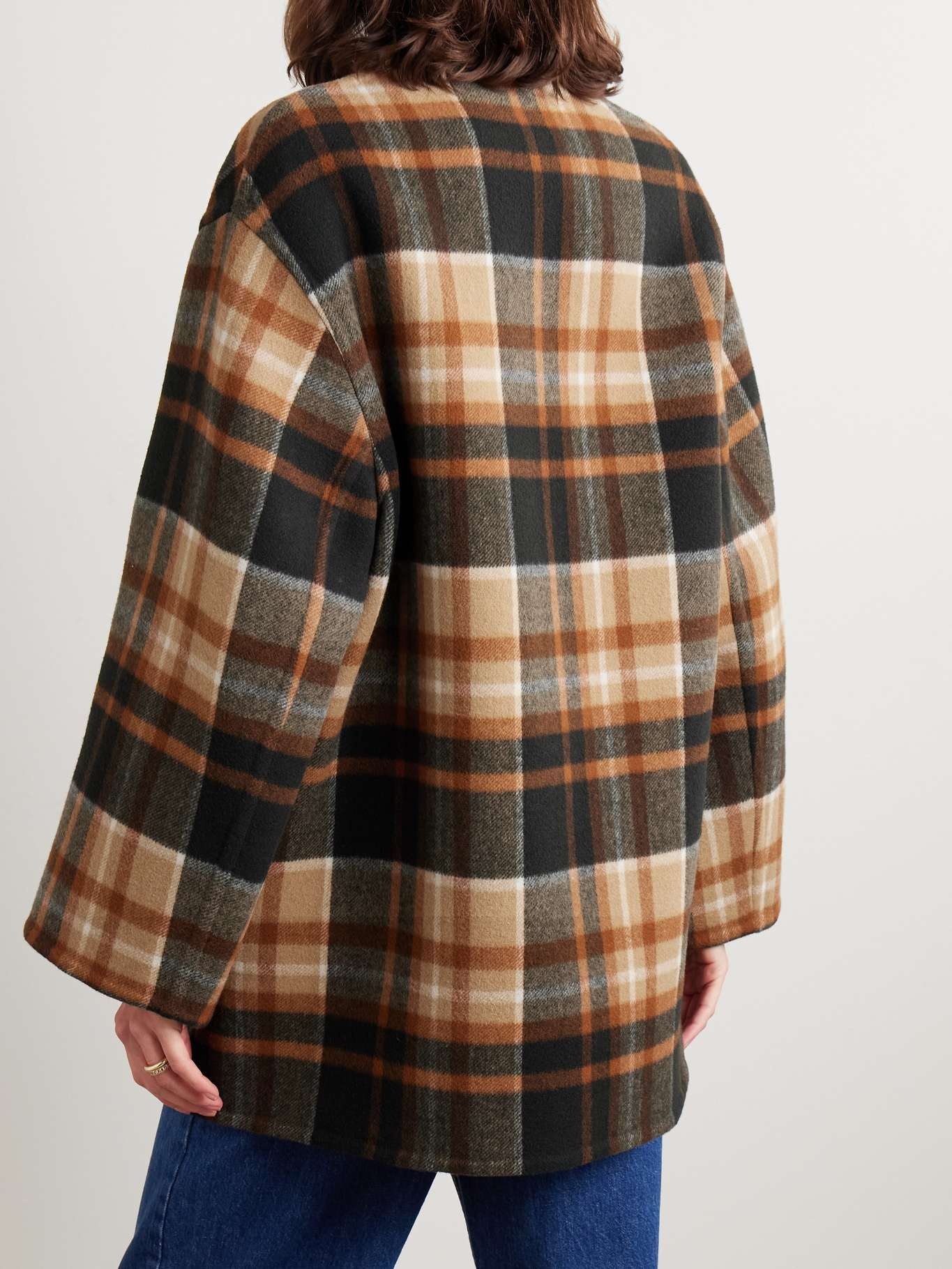 Checked wool and silk-blend coat - 4