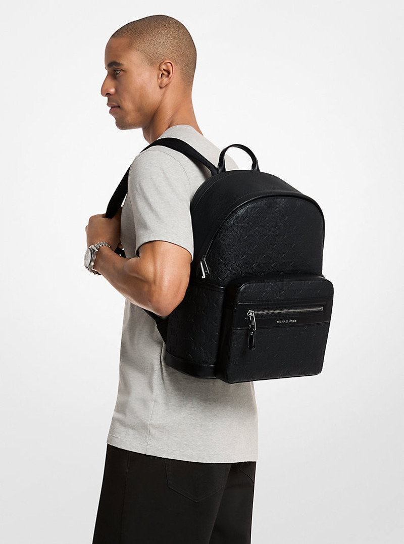Jet Set Medium Logo Debossed Pebbled Leather Backpack 4