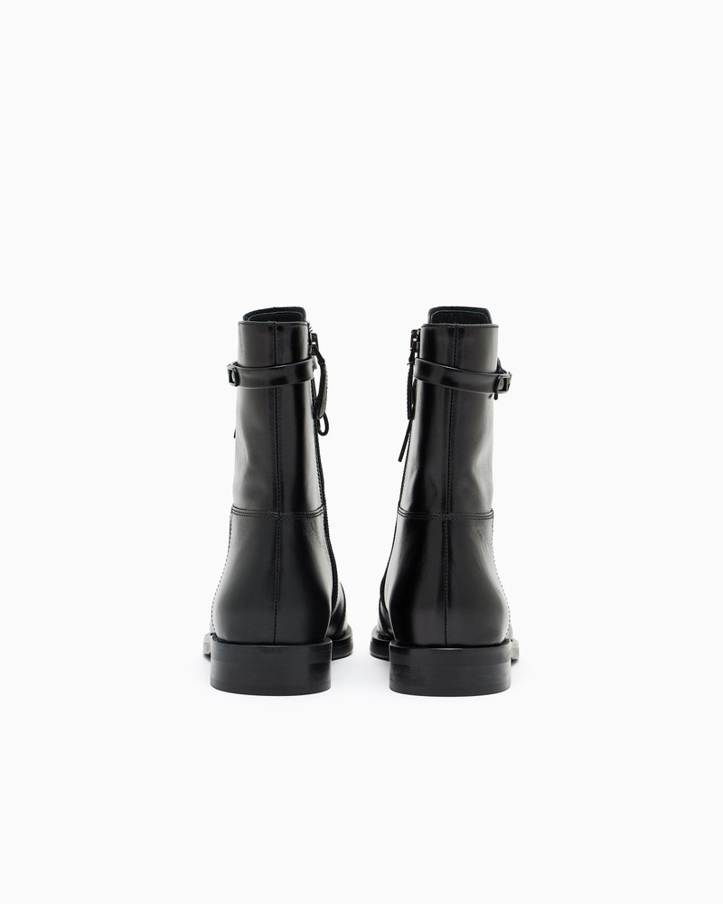 EMPORIO ARMANI LEATHER LACE-UP ANKLE BOOTS WITH LOGO STRAP outlook