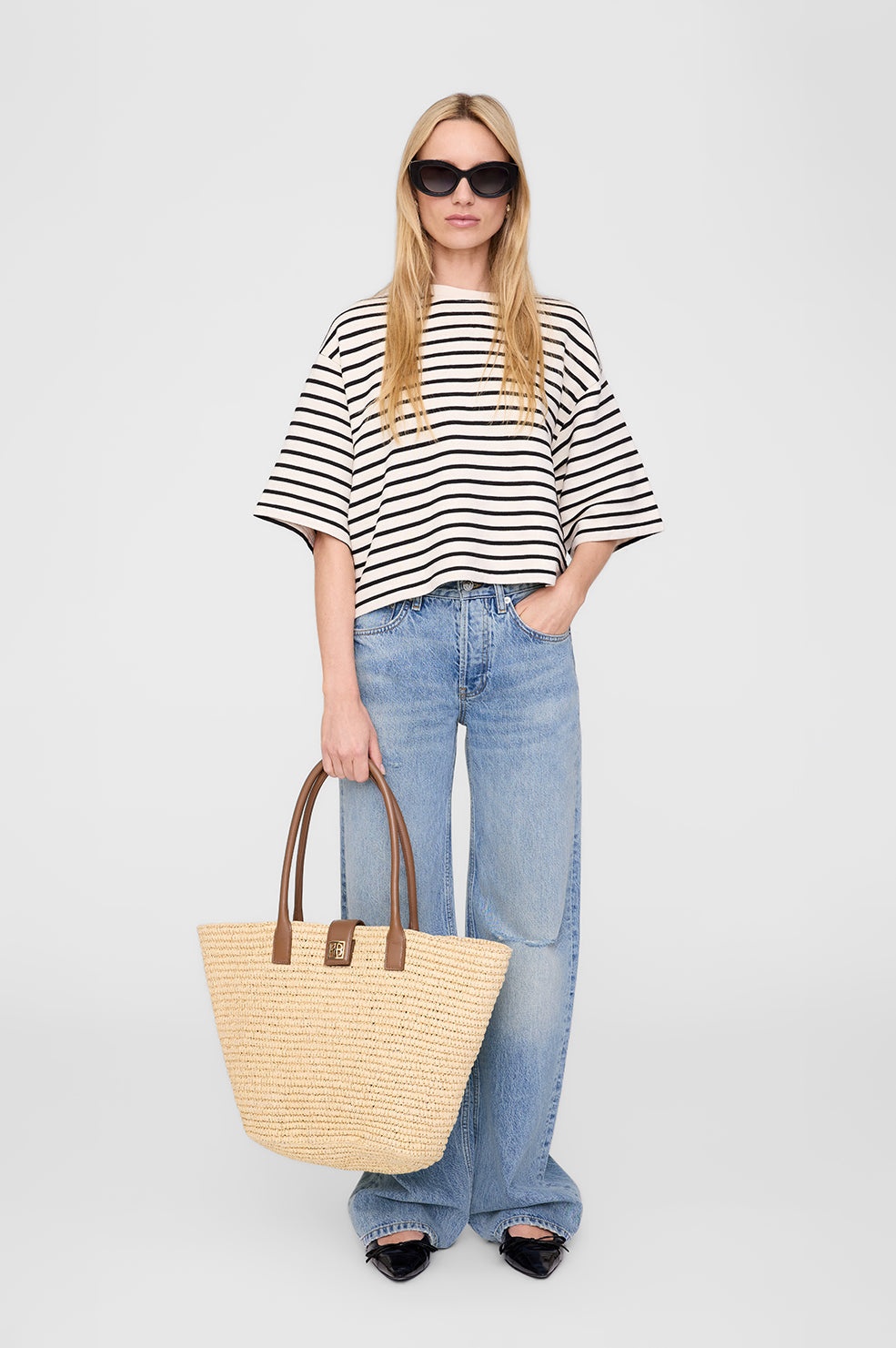 Myers Cropped Tee - Black Stripe French Terry - 2