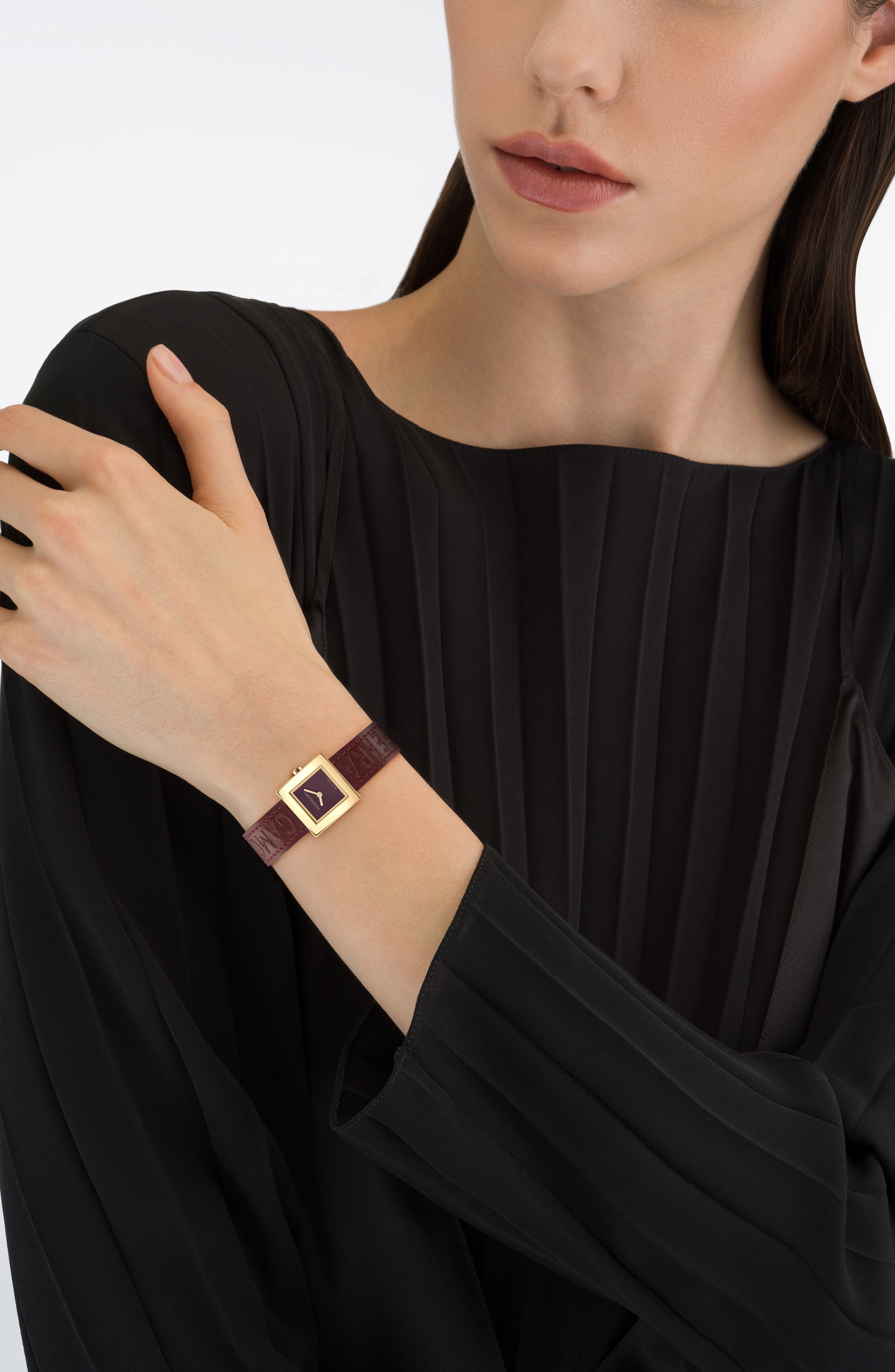 FERRAGAMO Portrait Leather Strap Watch, 20mm in Ip Yellow Gold at Nordstrom - 5