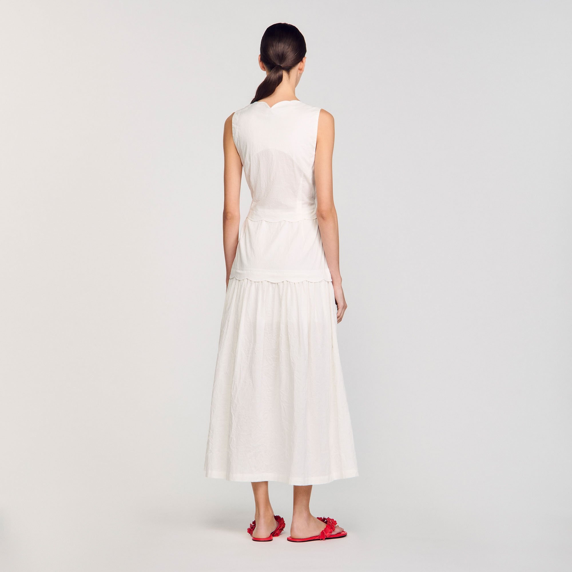 CRINKLED MAXI DRESS WITH BOW - 5