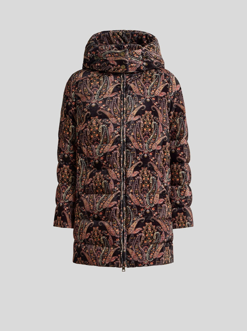 VELVET DOWN JACKET WITH FLORAL PAISLEY MOTIF 1