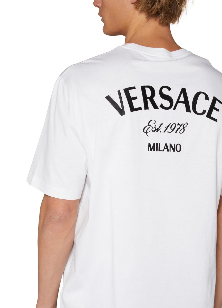 Versace embroidery jersey T-shirt with stamp print - 5