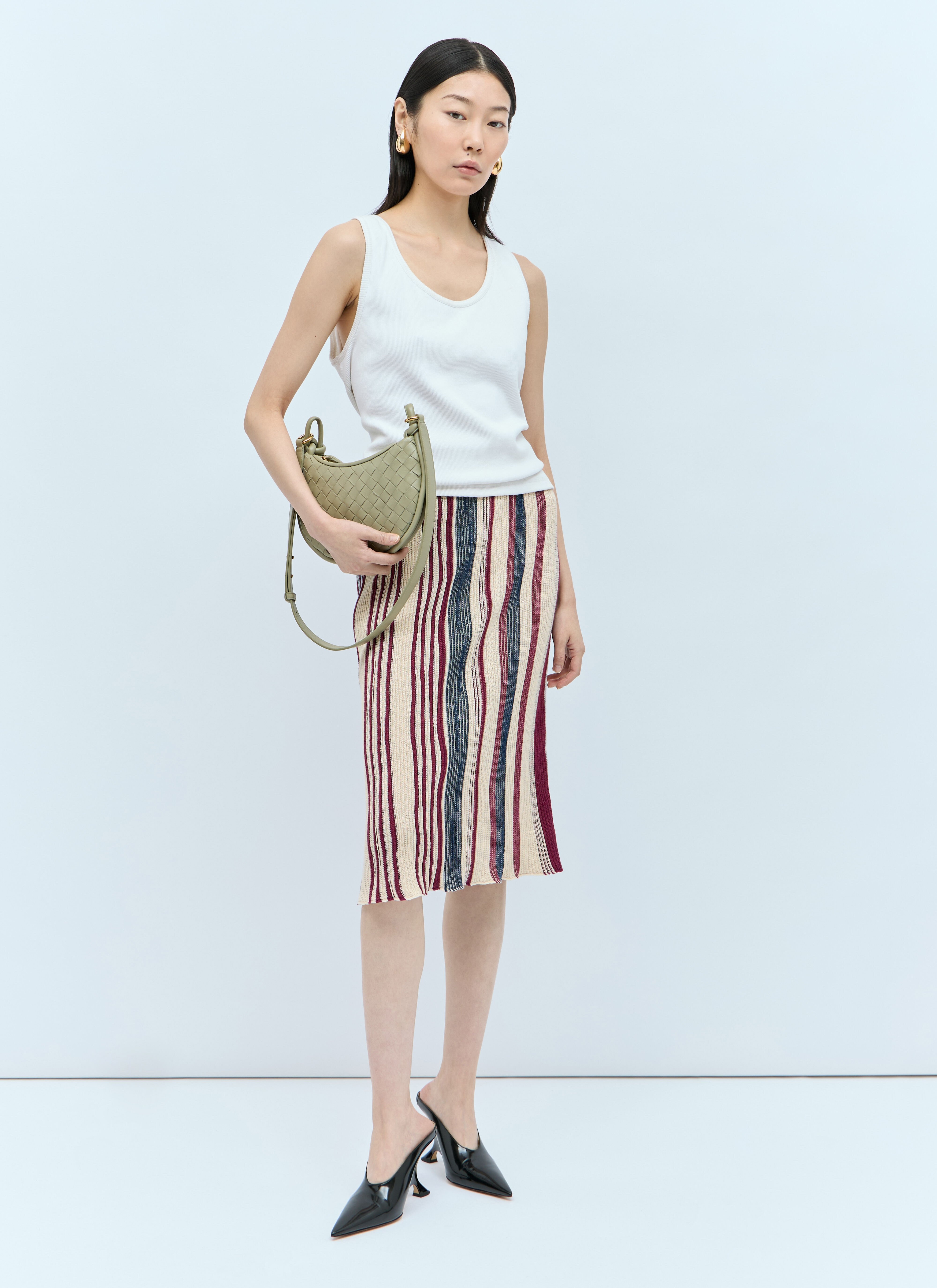 Stripe Knit Midi Skirt - 2