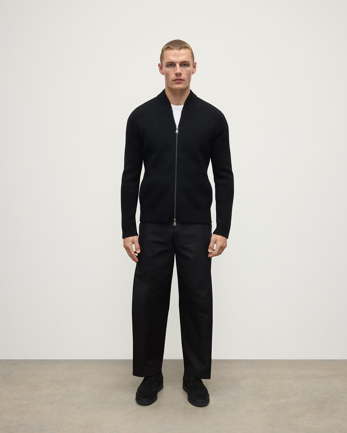 Cashmere Milano Stitch Black Zip Jacket - 2