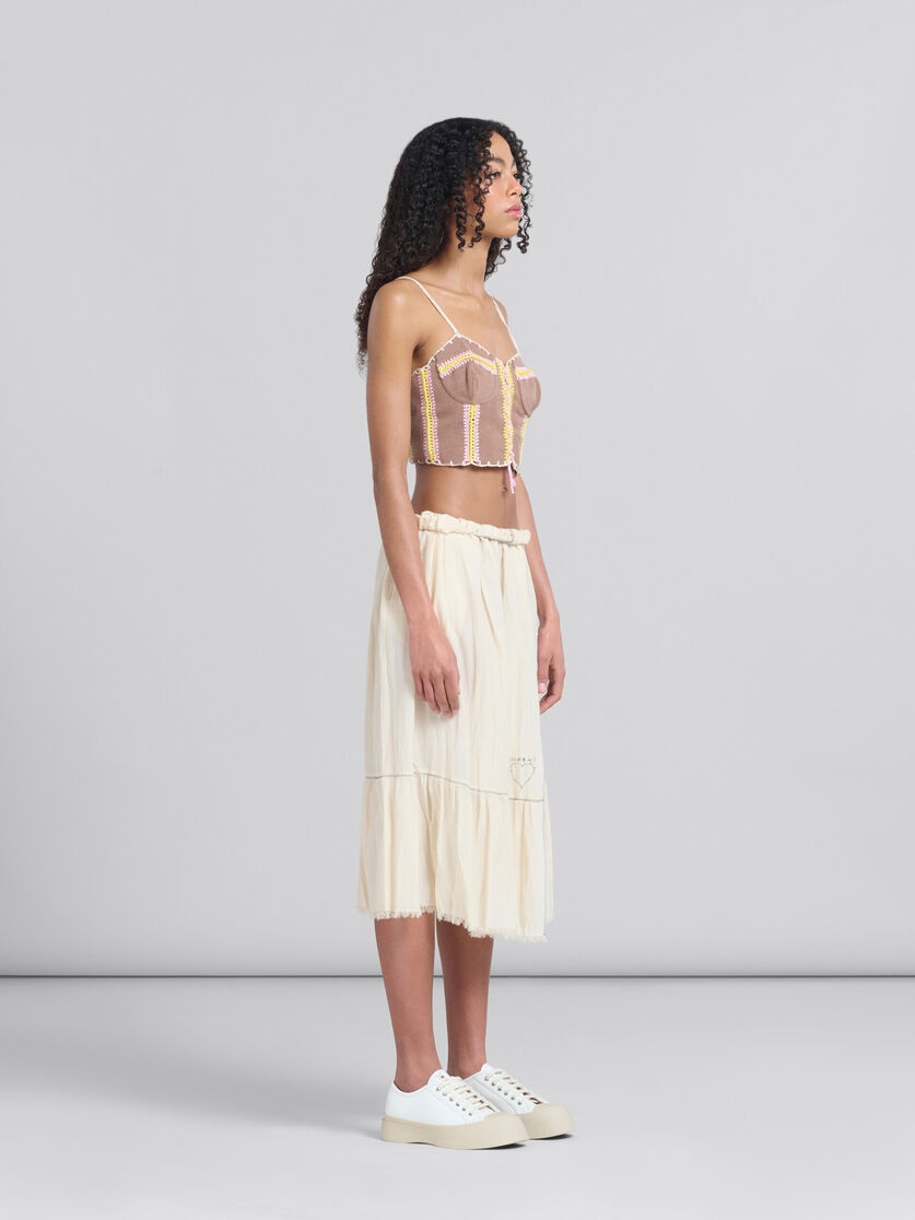 LIGHT BEIGE ORGANIC CHEESECLOTH SKIRT WITH FLOUNCE - 6