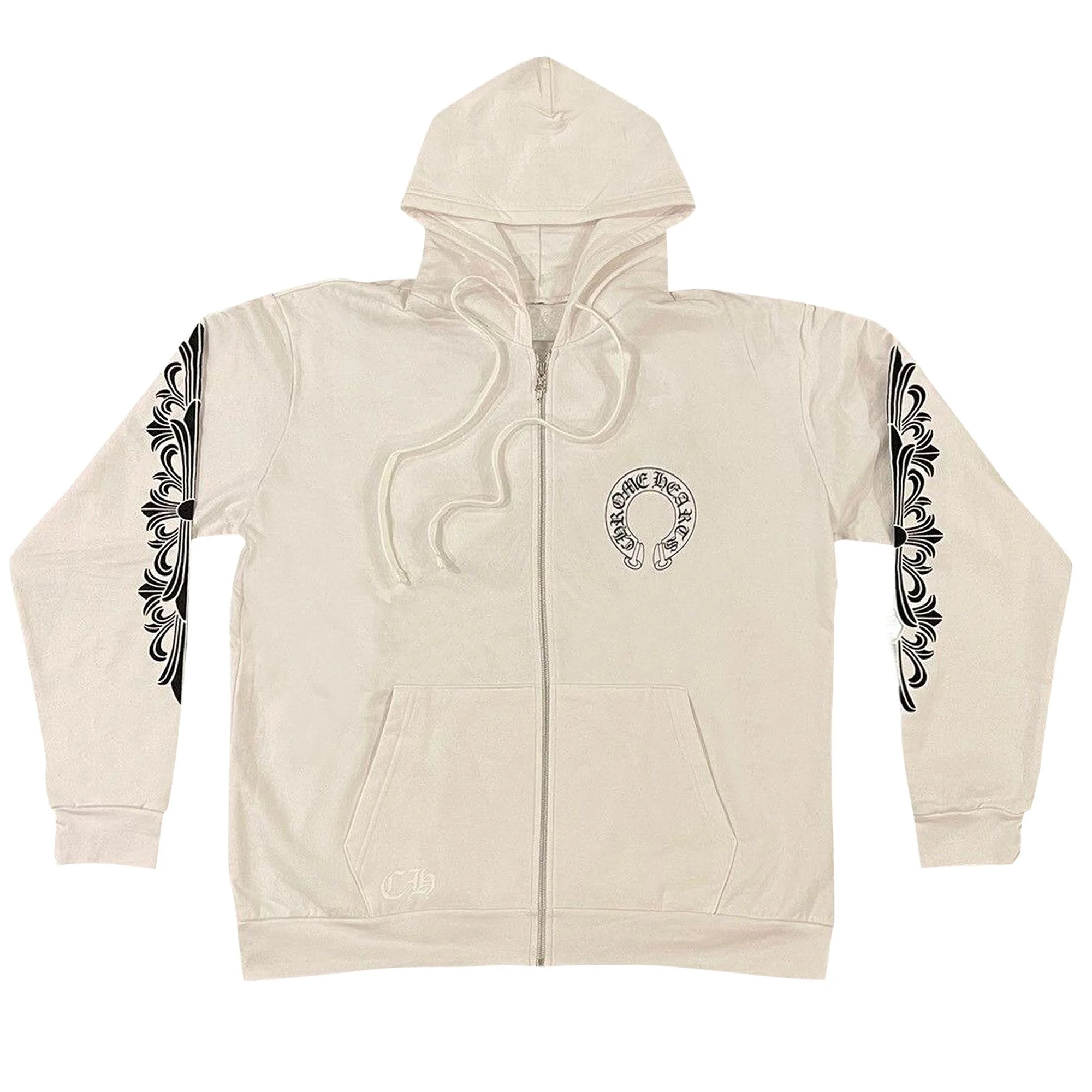 CHROME HEARTS ベージュパーカー Chrome Hearts Chrome Hearts Horseshoe Logo Zip Up Hoodie 'White
