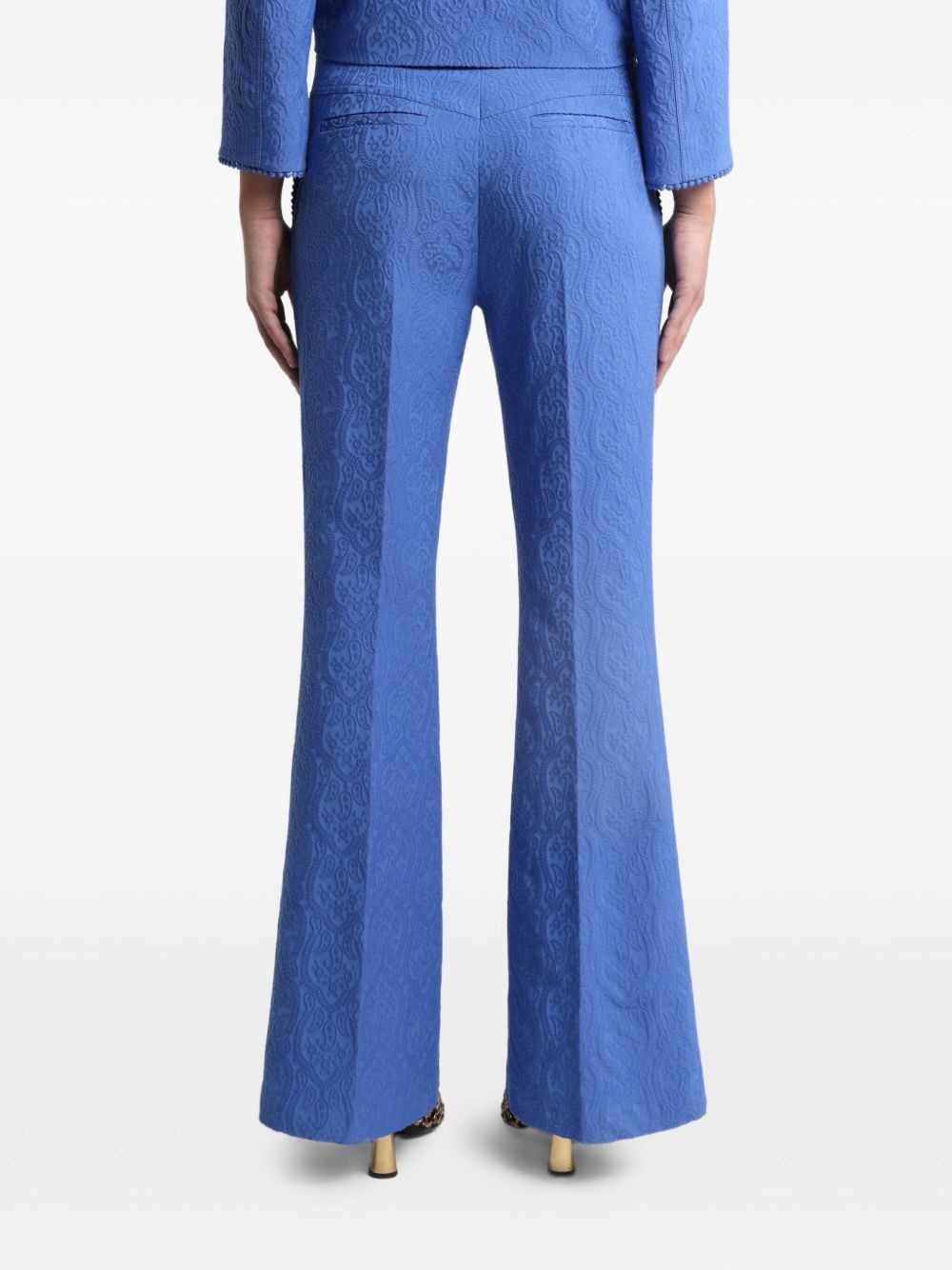 paisley-jacquard flared trousers - 4