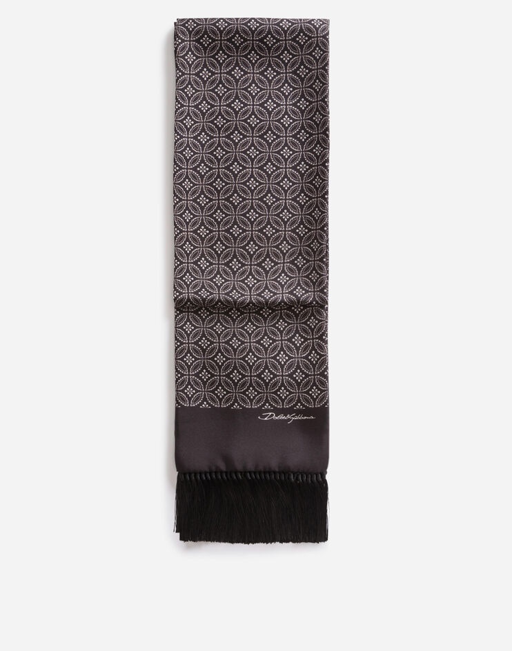 Silk jacquard scarf with fringing - 1