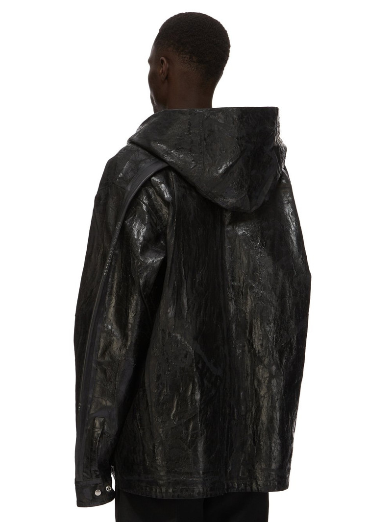 Oversized Wool-Trimmed Painted Distressed Denim Jacket 3