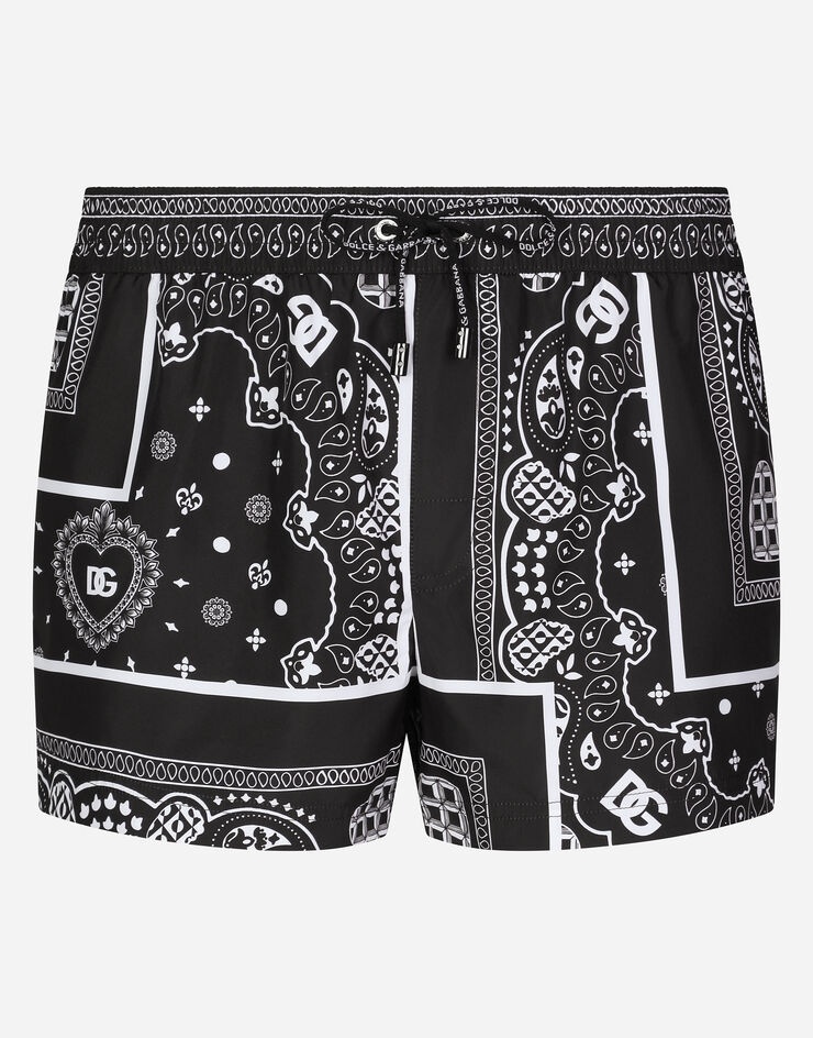 Short swim trunks with bandanna print - 2