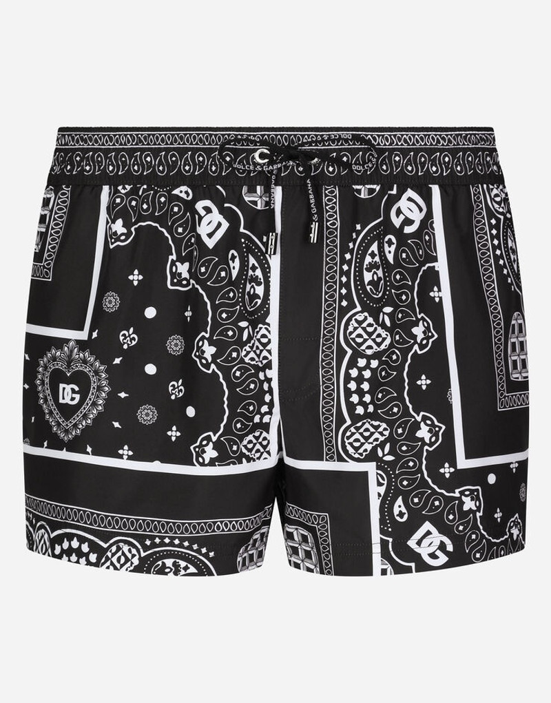 Short swim trunks with bandanna print 2