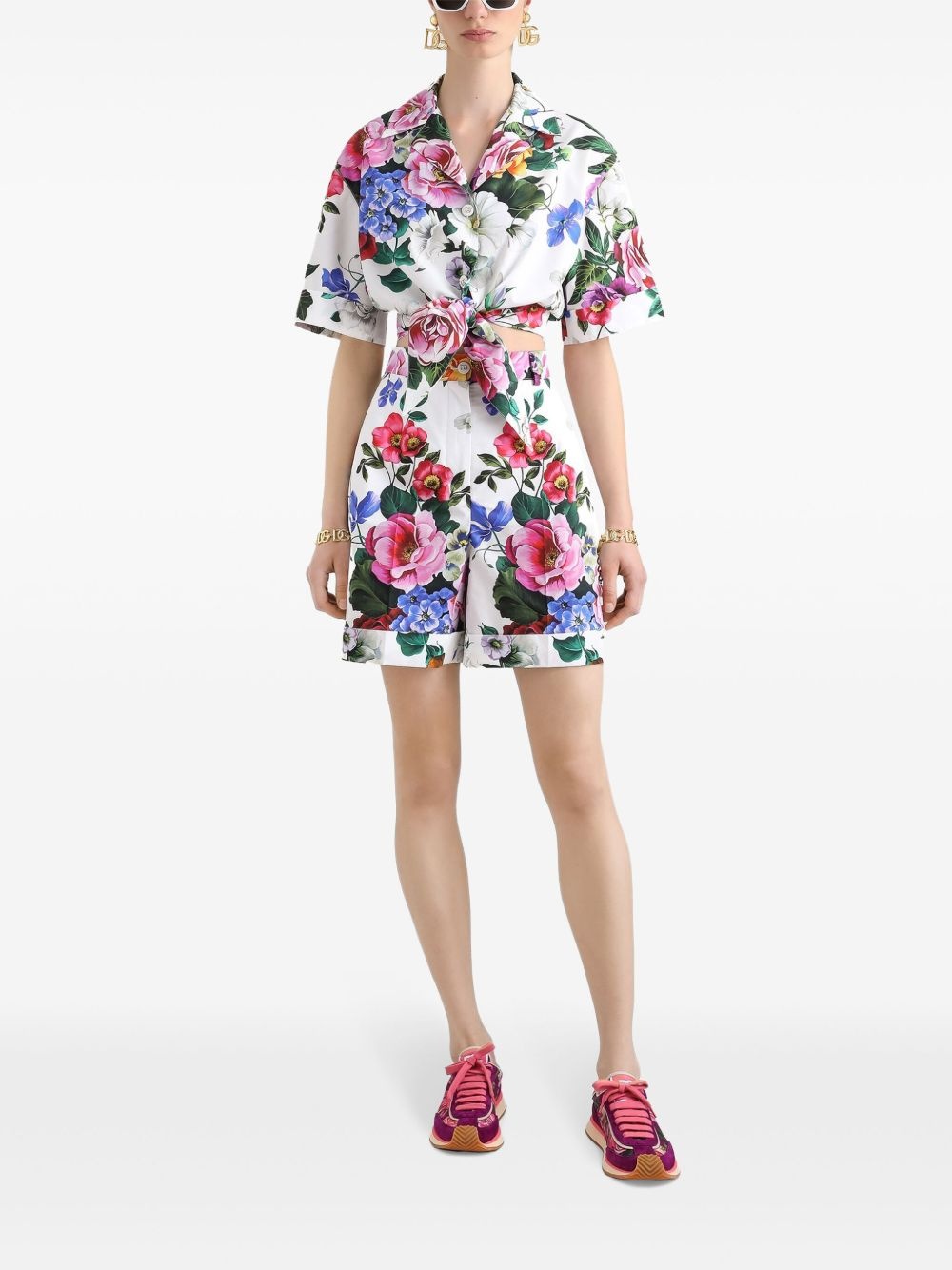 floral-print shorts - 2