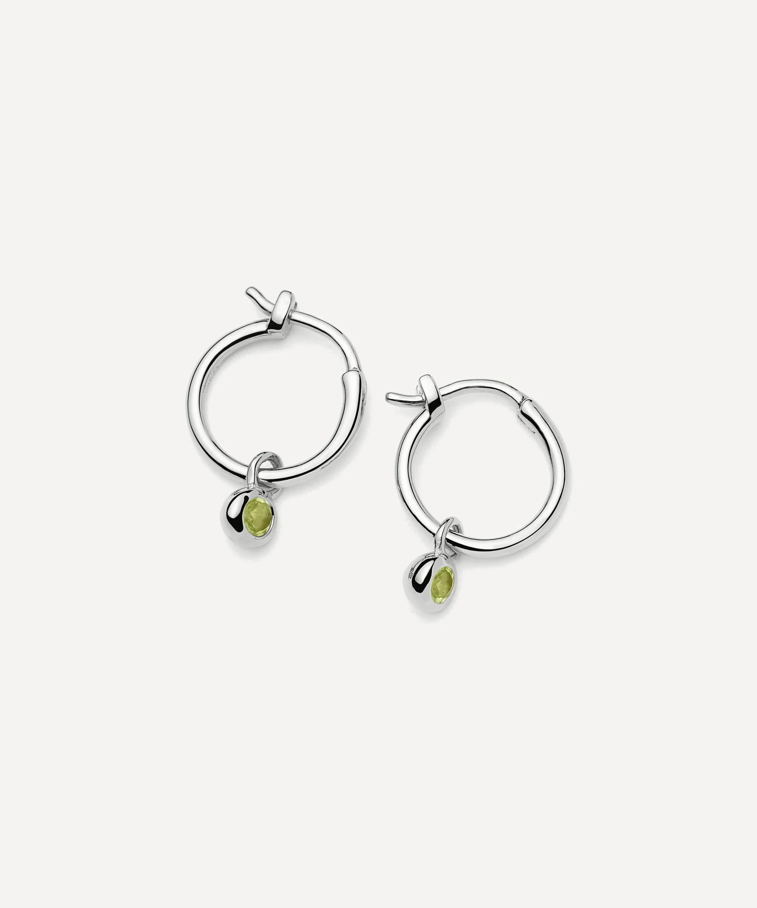 Sterling Silver August Birthstone Mini Charm Hoop Earrings - 1