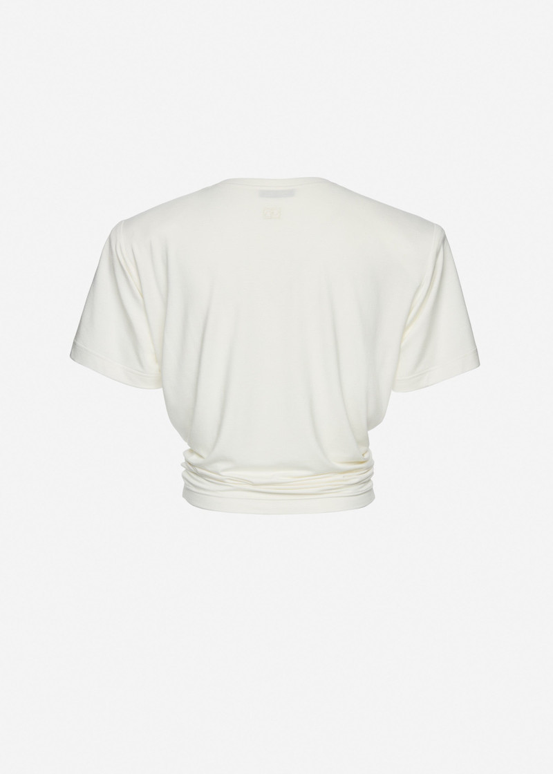 Knotted t-shirt in cream 2