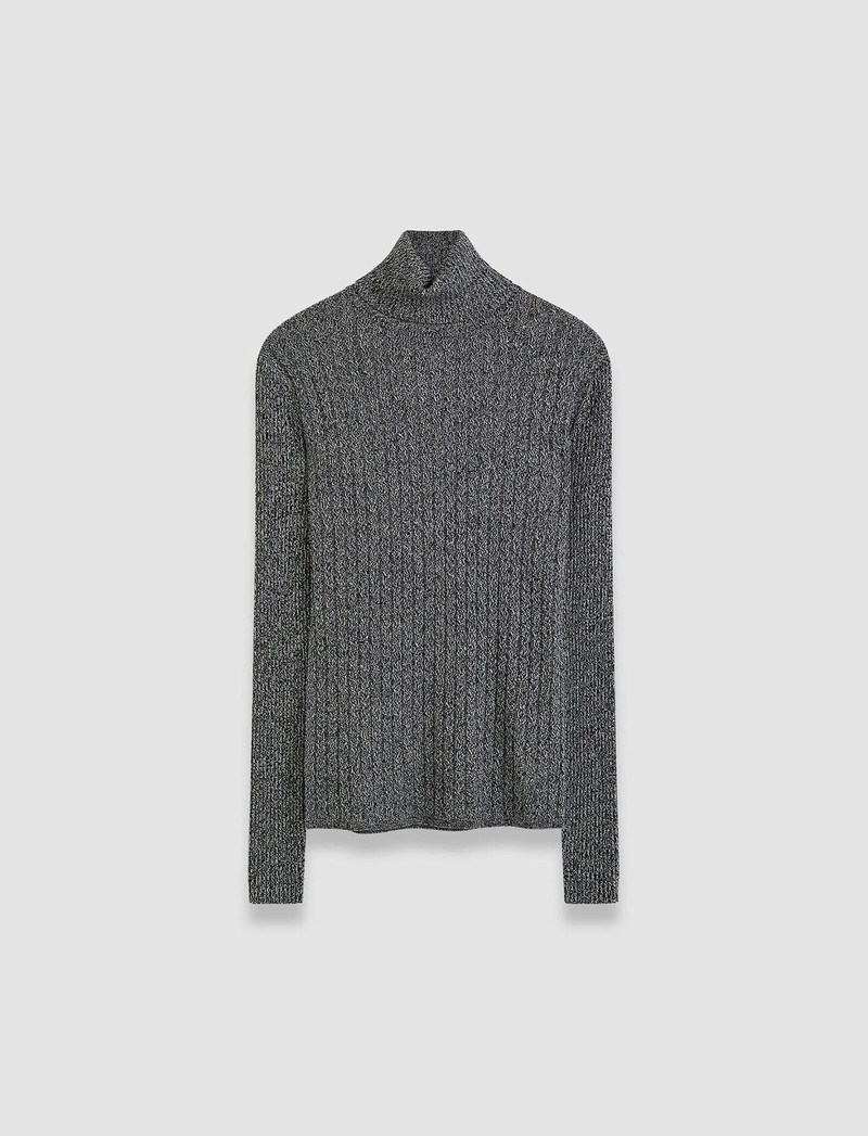 Ribbed Cable Knit High Neck Jumper 1