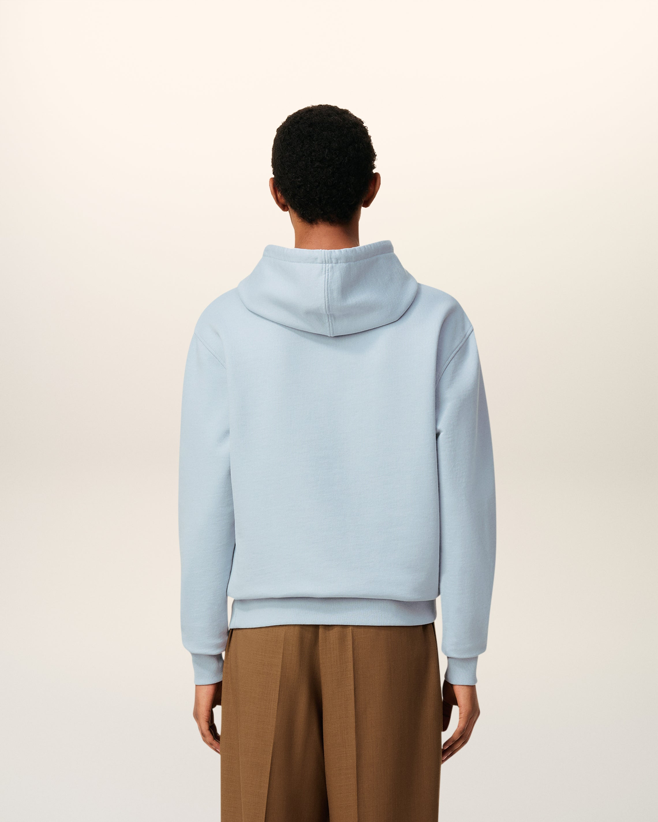 BLUE COTTON CONTRASTED AMI DE COEUR HOODIE - 5