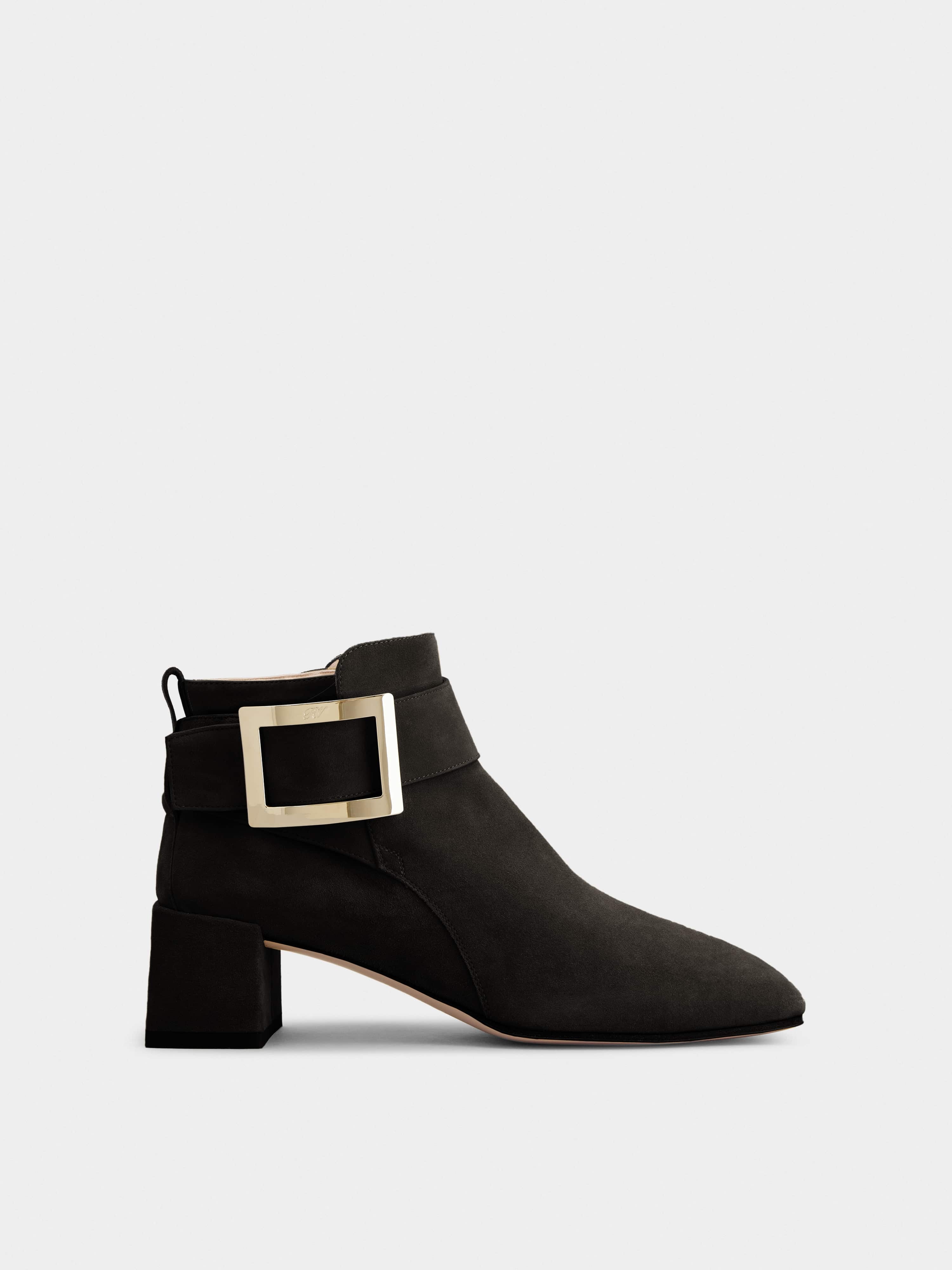 So Vivier Metal Buckle Ankle Boots in Suede - 1