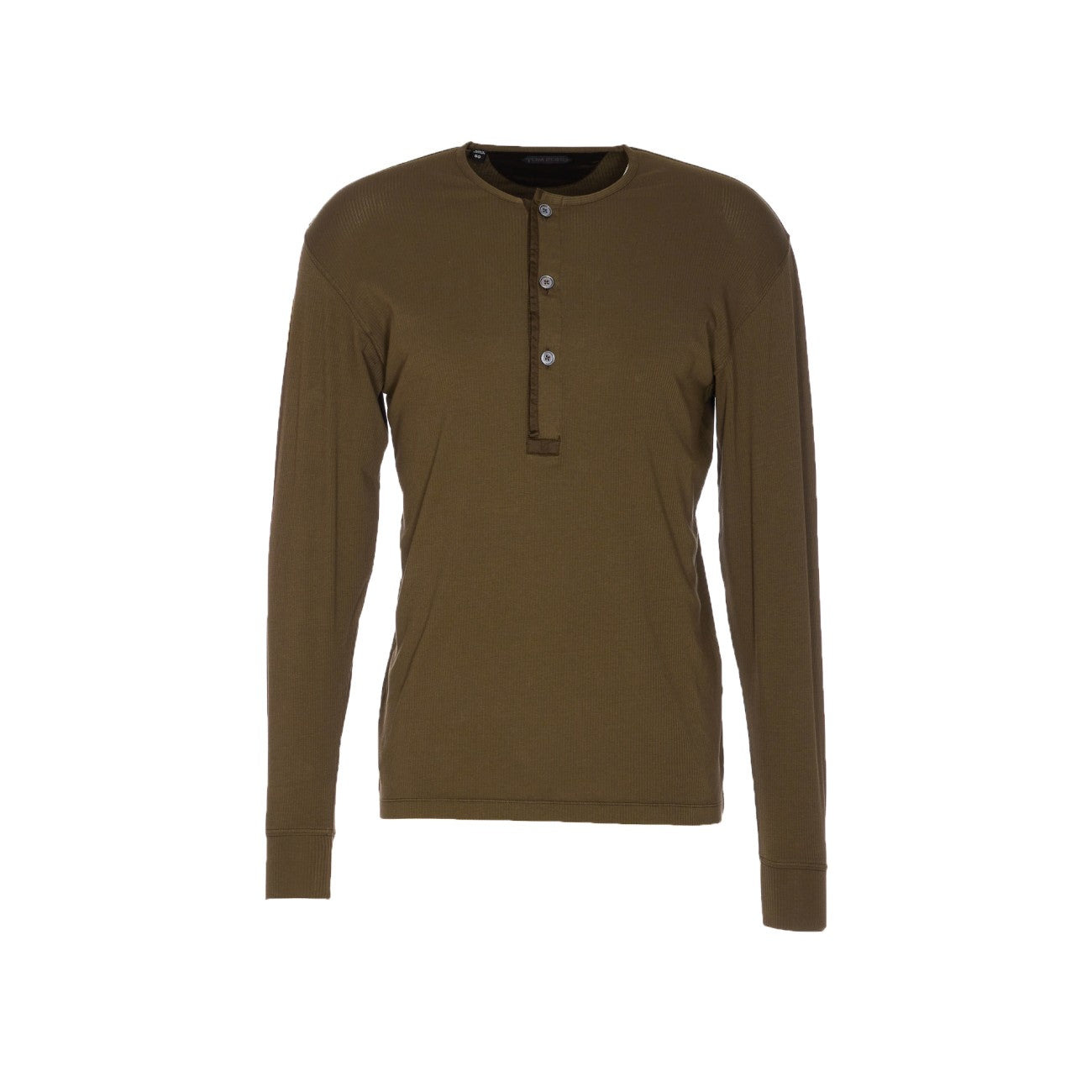 Tom Ford Men Ribbed Longsleeves Henley T-Shirt - 1