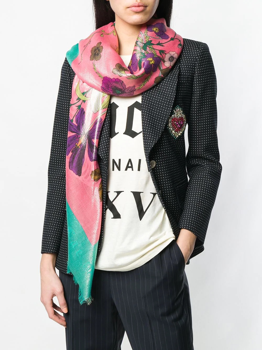 Flora Gothic print shawl scarf - 2