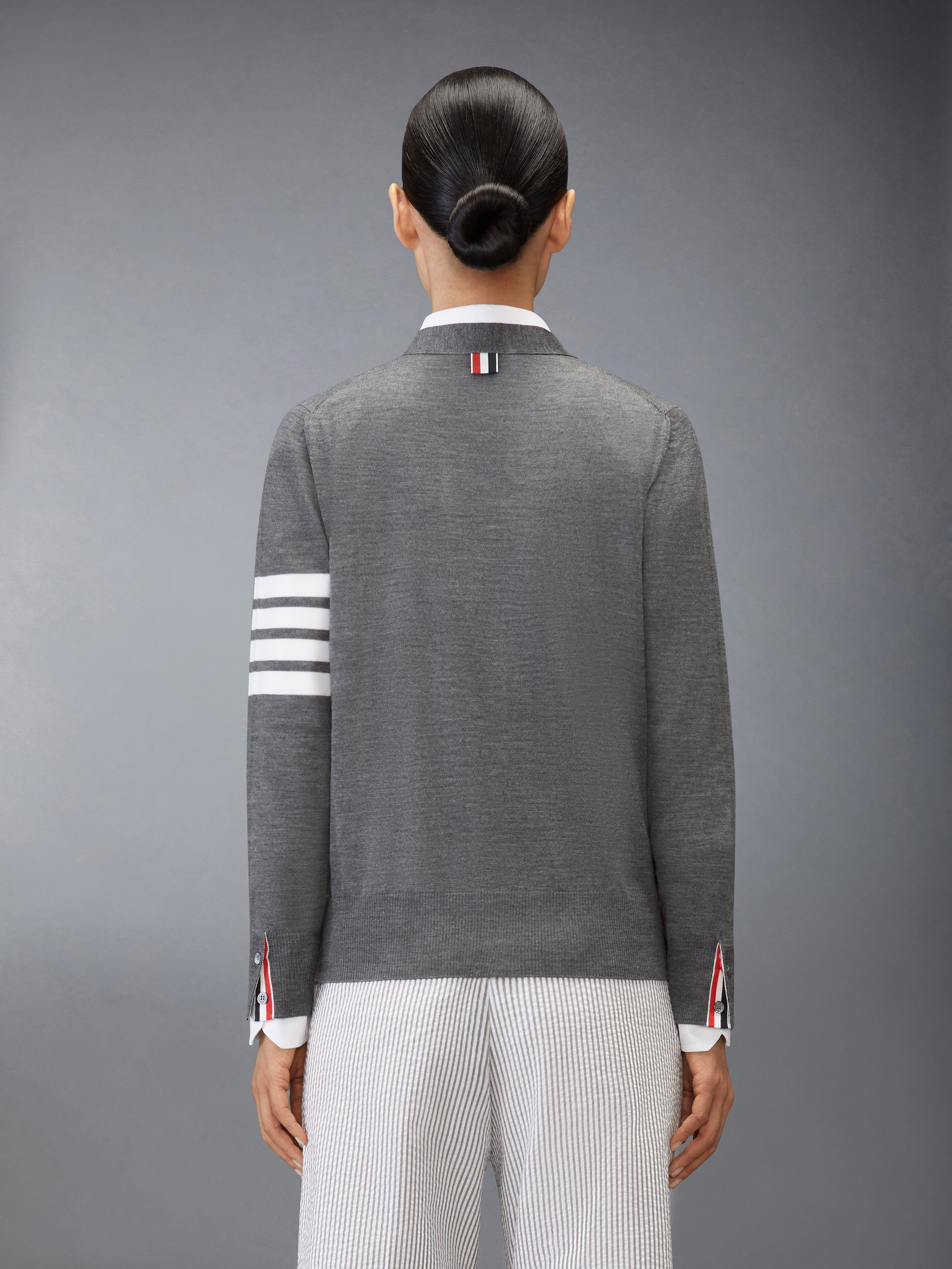 4-Bar stripe V-neck cardigan - 3
