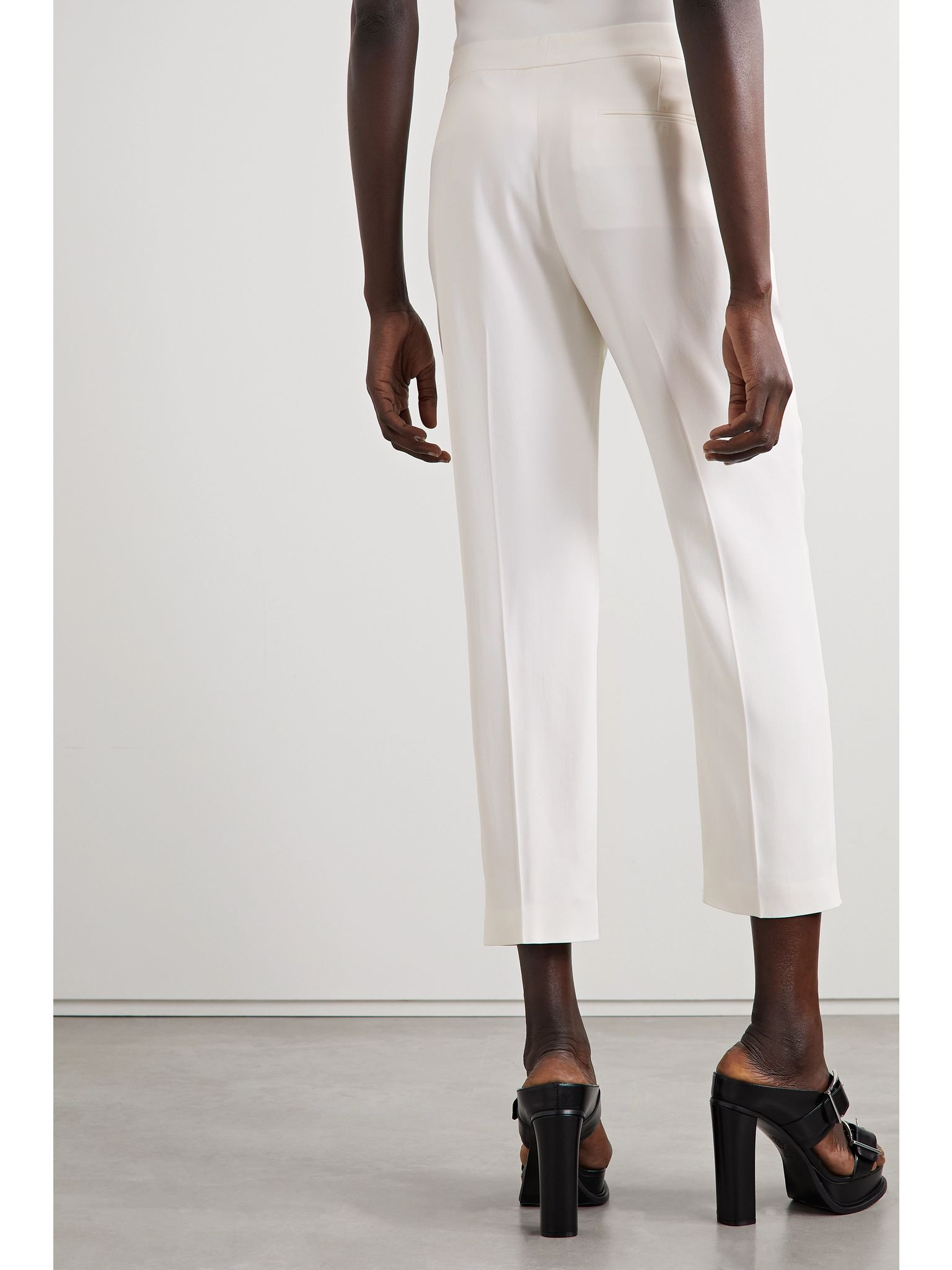 Crepe straight-leg pants Ivory - 3