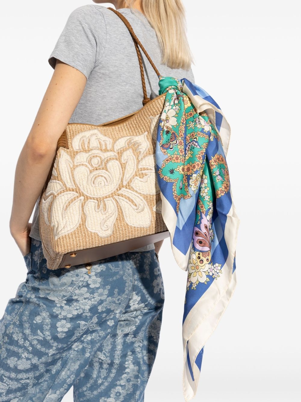 floral-print scarf - 4