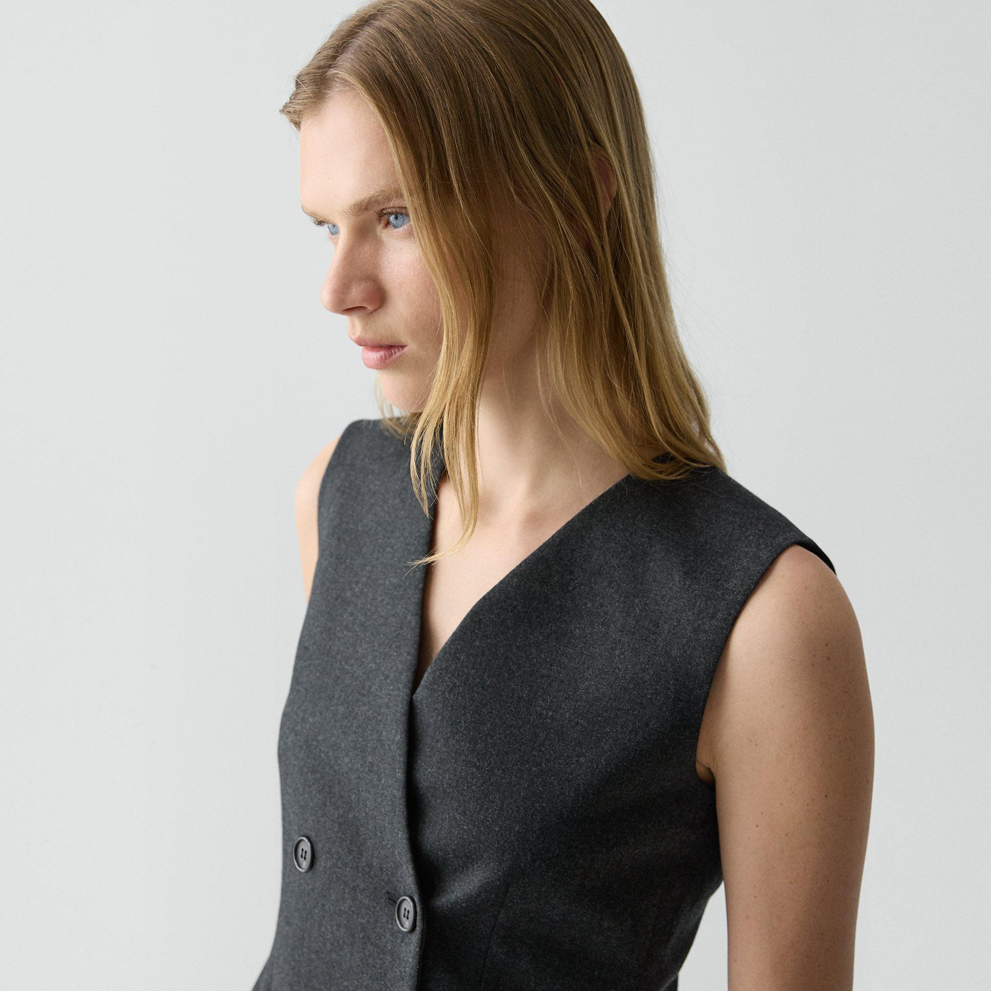 Shrunken Double-Breasted Vest in Sleek Flannel - 5