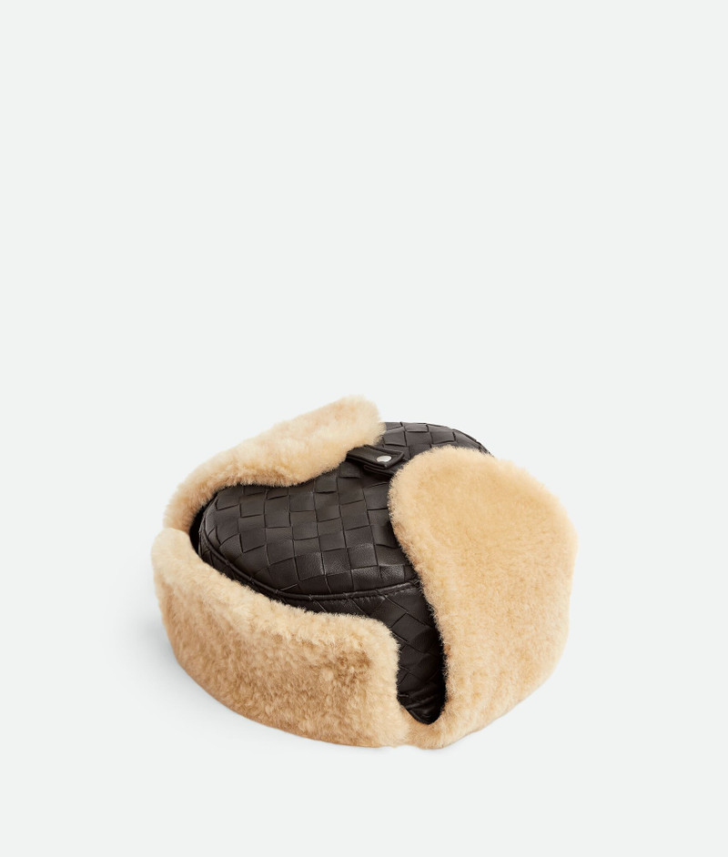 Intrecciato Leather Aviator Hat 4