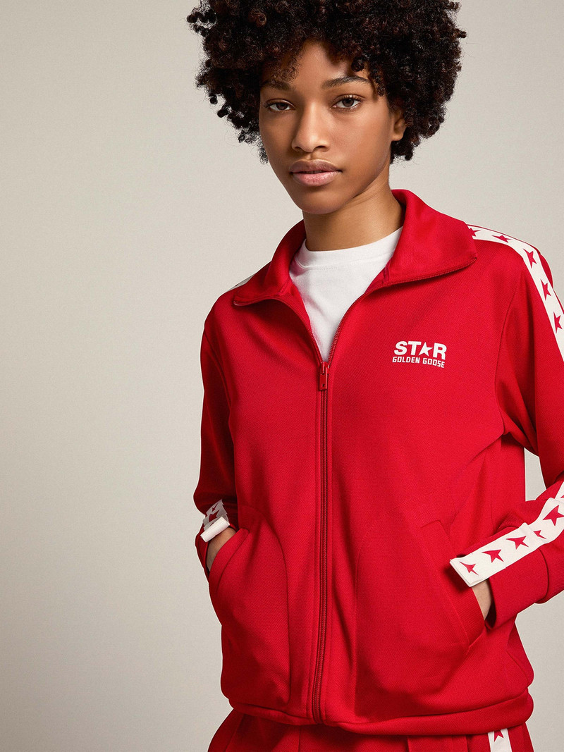 Golden Goose Red Denise Star Collection zipped sweatshirt with red stars outlook