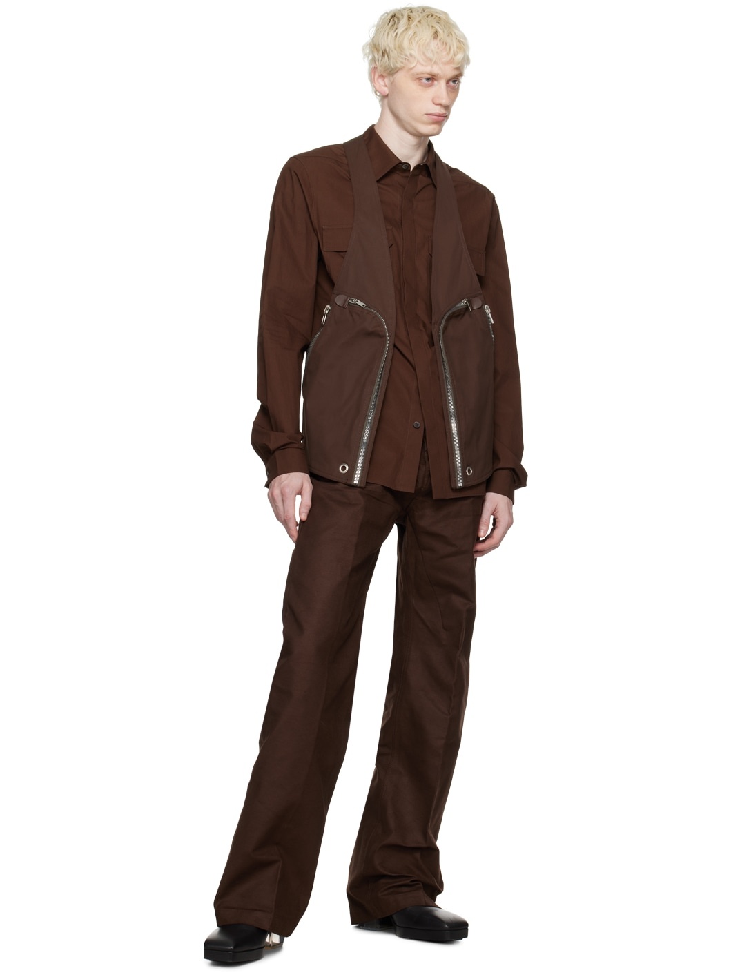 Brown Button-Fly Trousers - 4