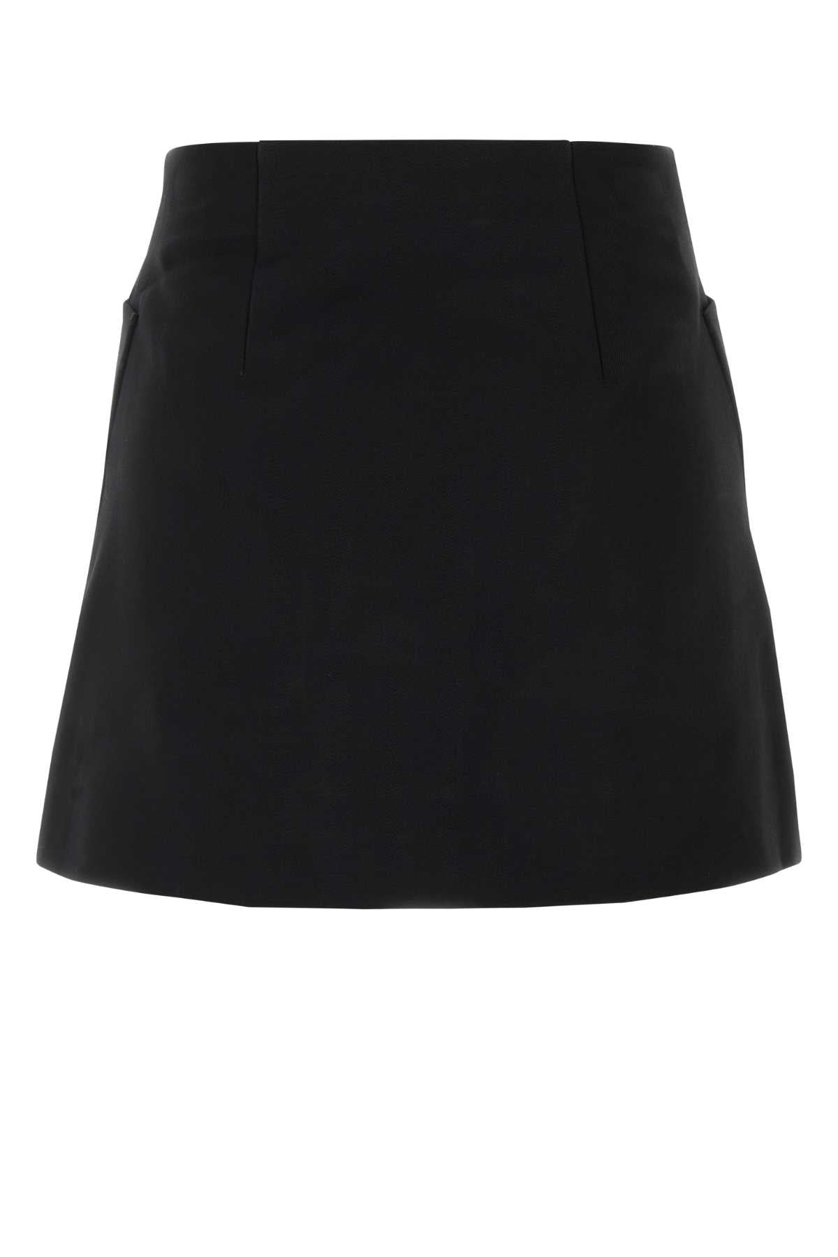 Prada Women Black Wool Mini Skirt - 2