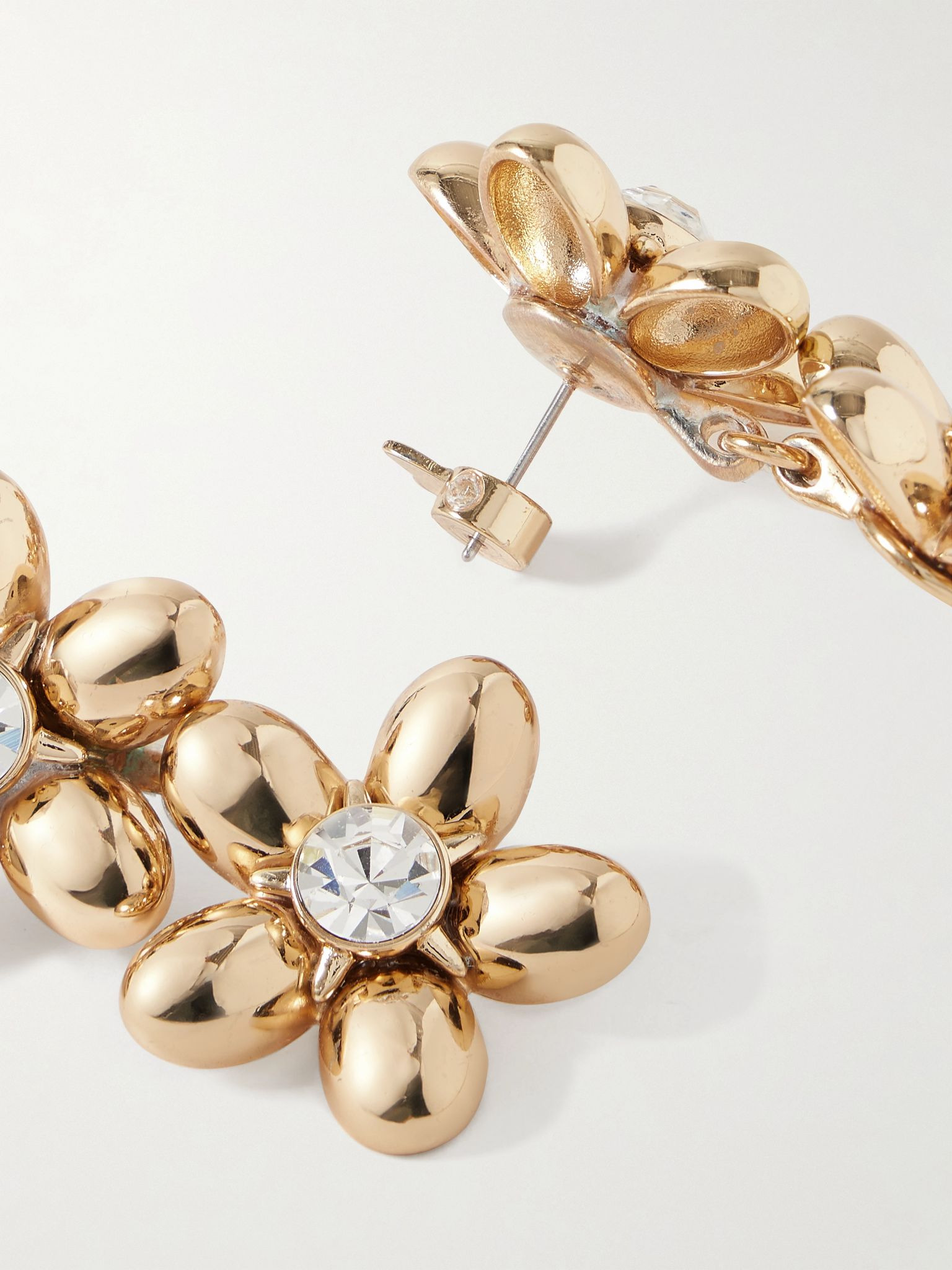 Double Flower gold-tone crystal earrings Gold - 3