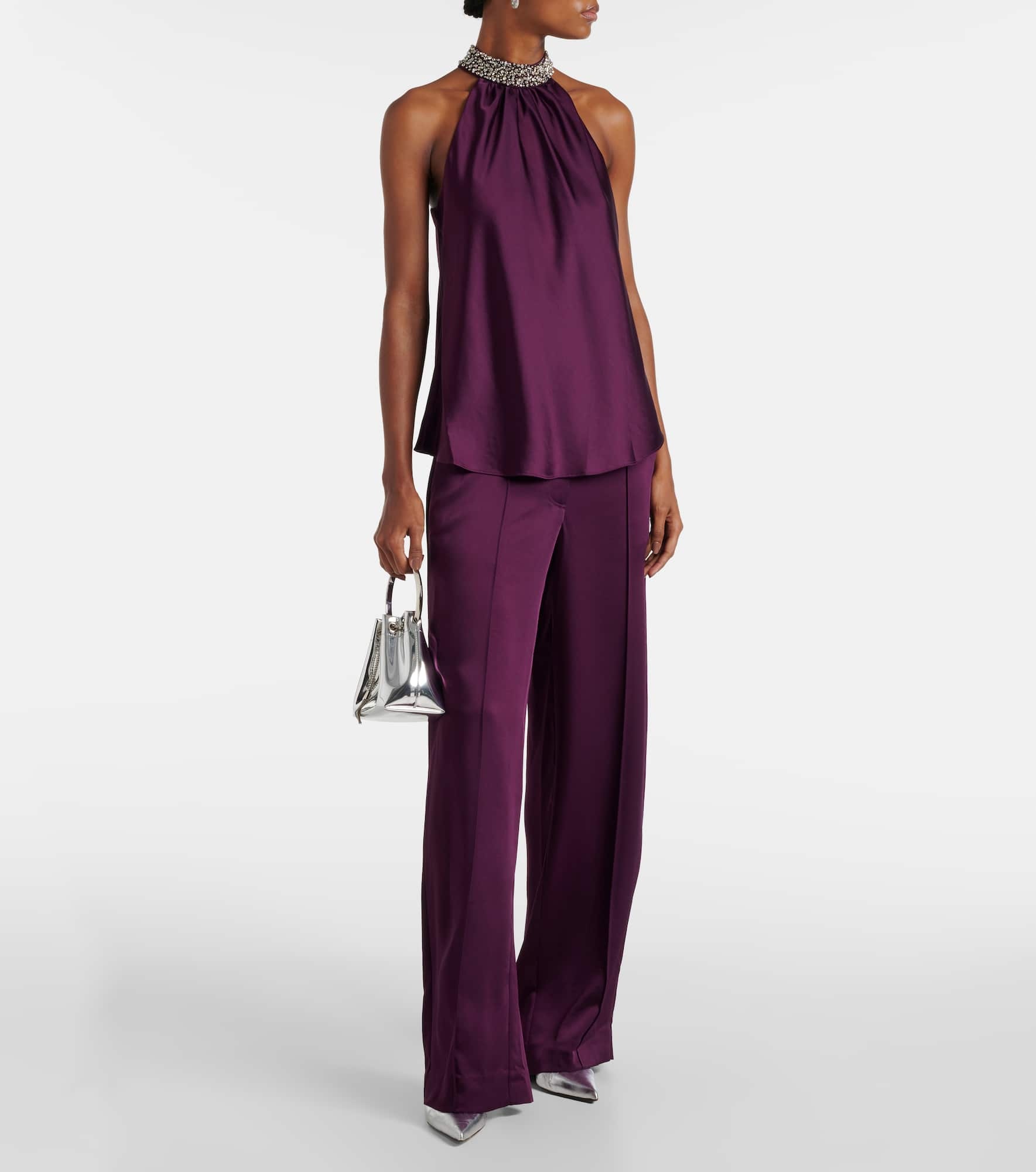 Kira satin wide-leg pants - 2