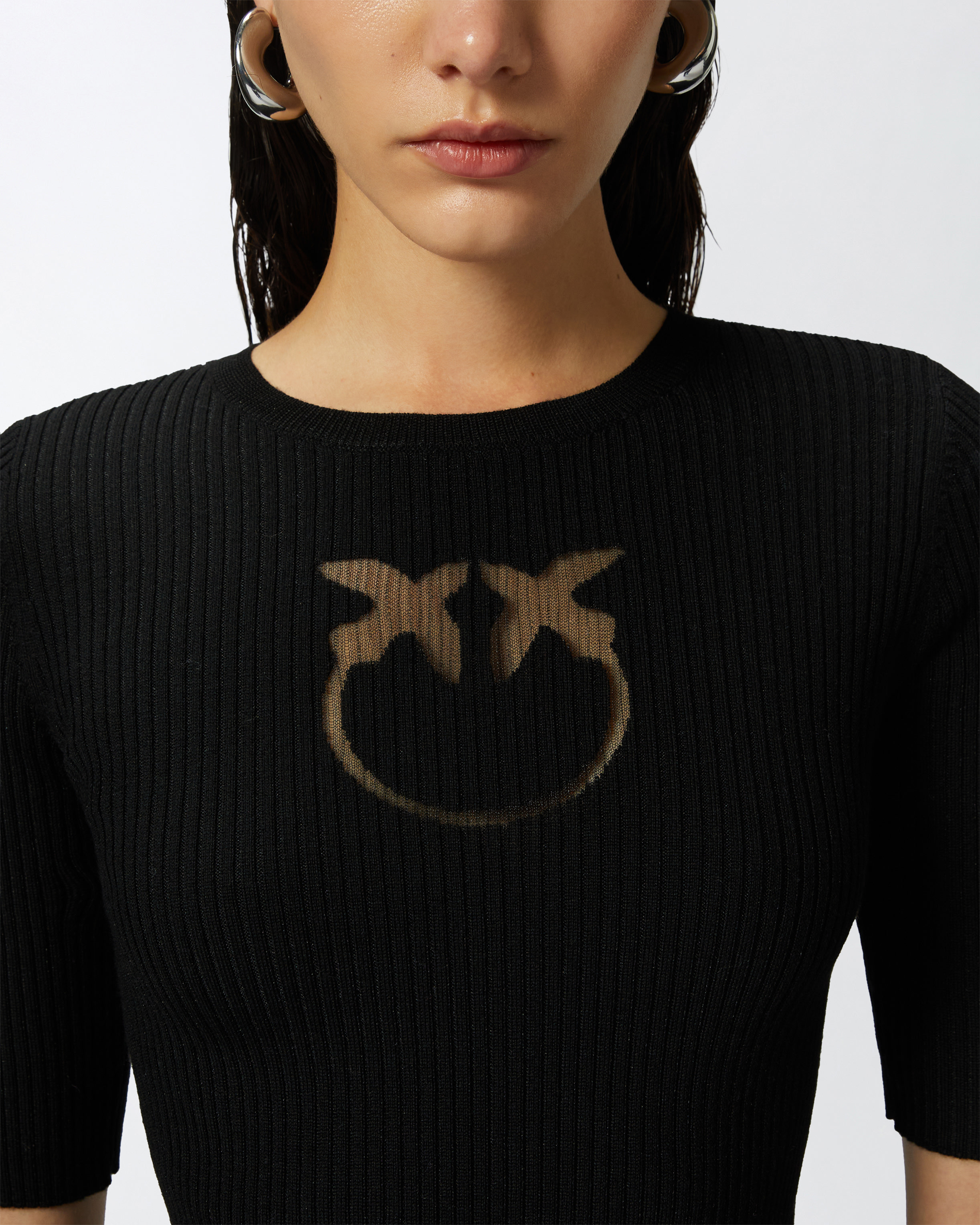 RIBBED SWEATER WITH TRANSPARENT LOVE BIRDS LOGO - 5