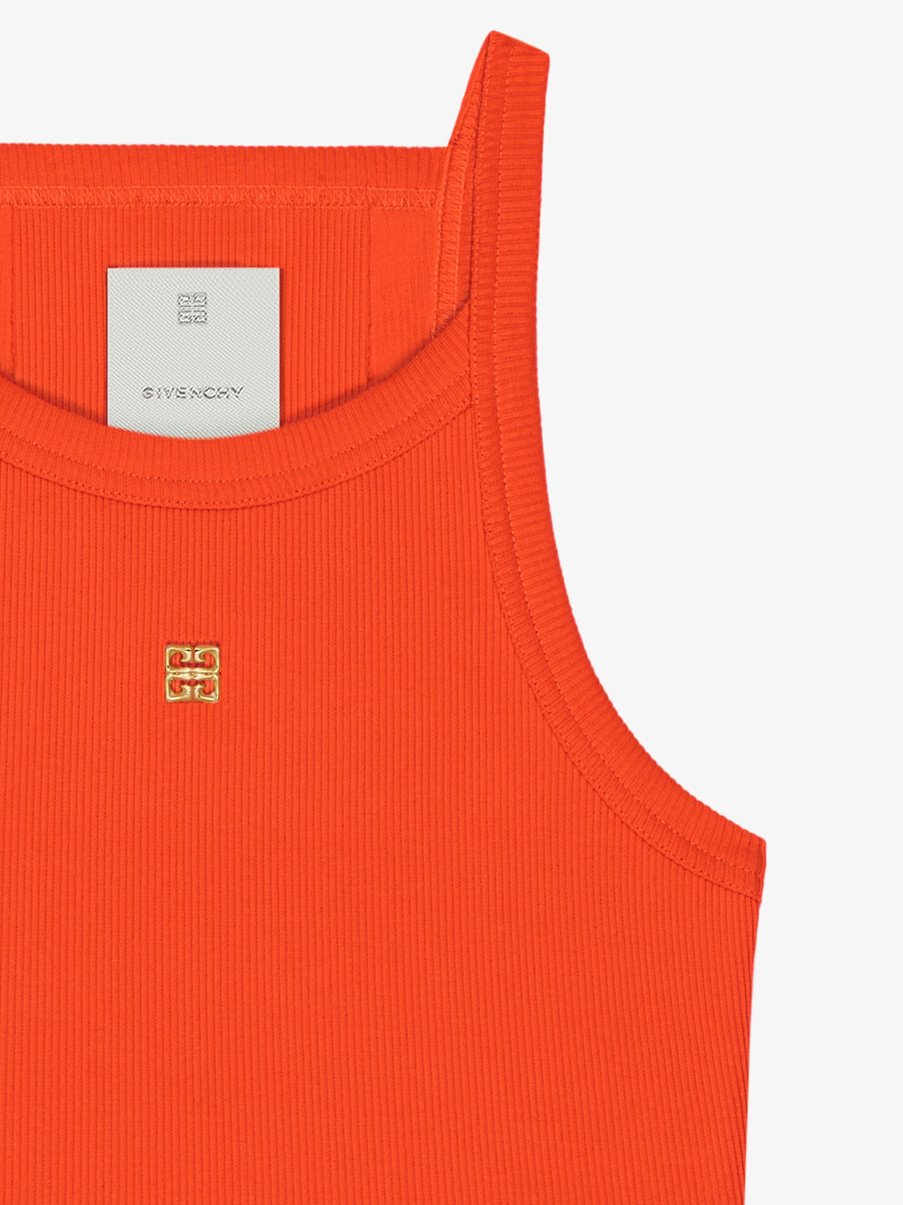 CROPPED TANK TOP IN COTTON WITH 4G LIQUID DETAIL - 4