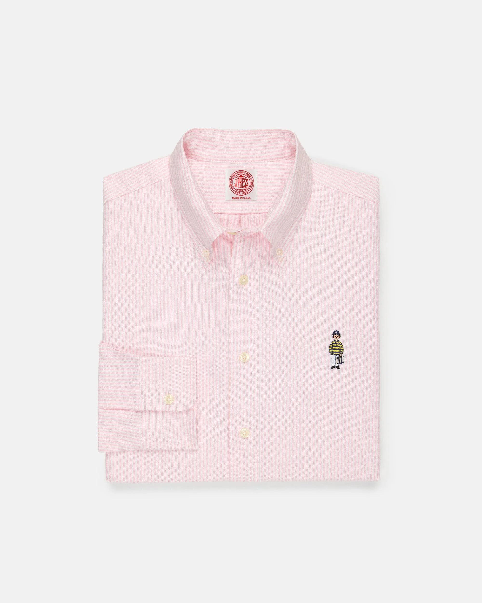 MADE-IN-USA "IVY GUY" PINK UNIVERSITY STRIPE OXFORD CLOTH SHIRT - CLASSIC FIT - 1