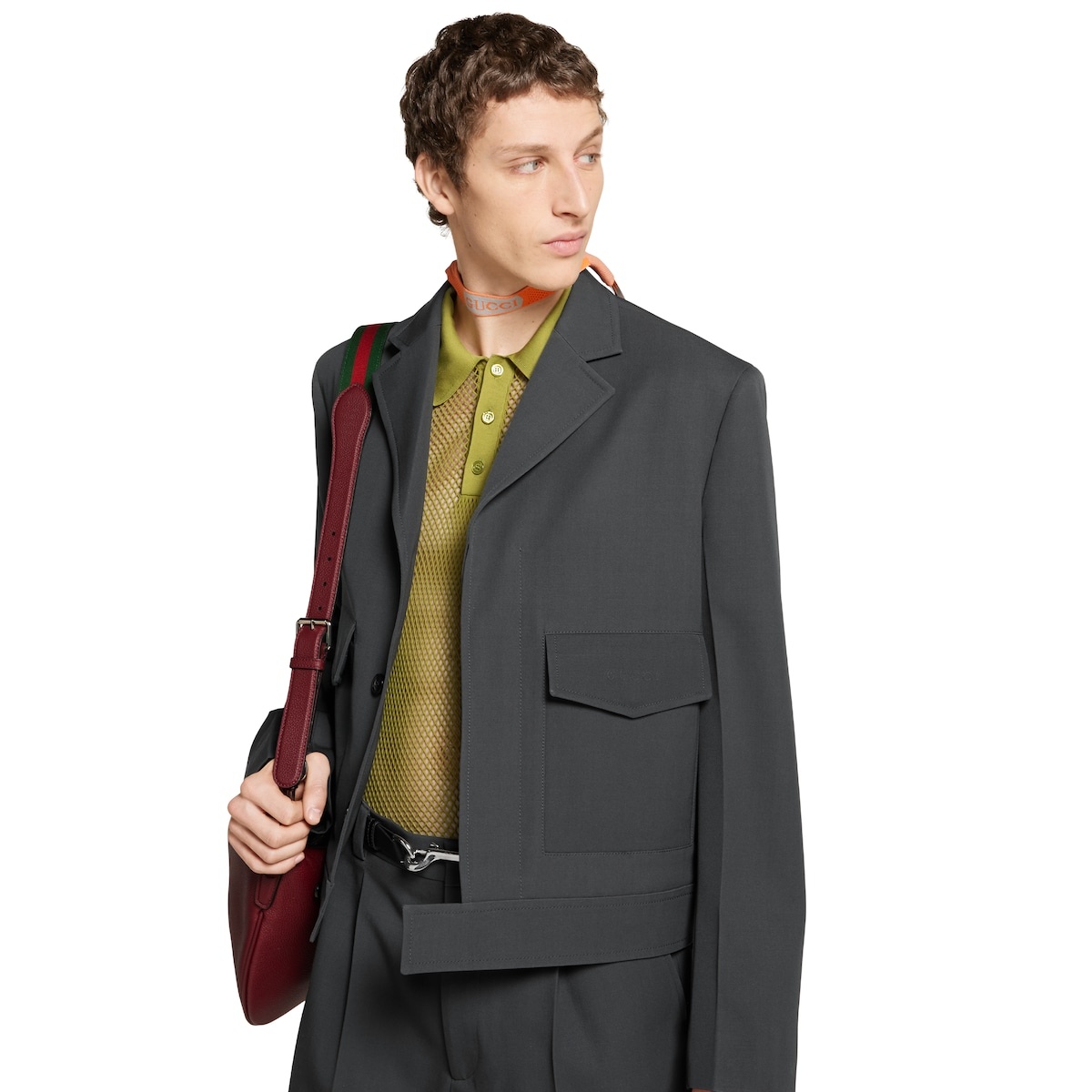 Embossed wool gabardine jacket - 5