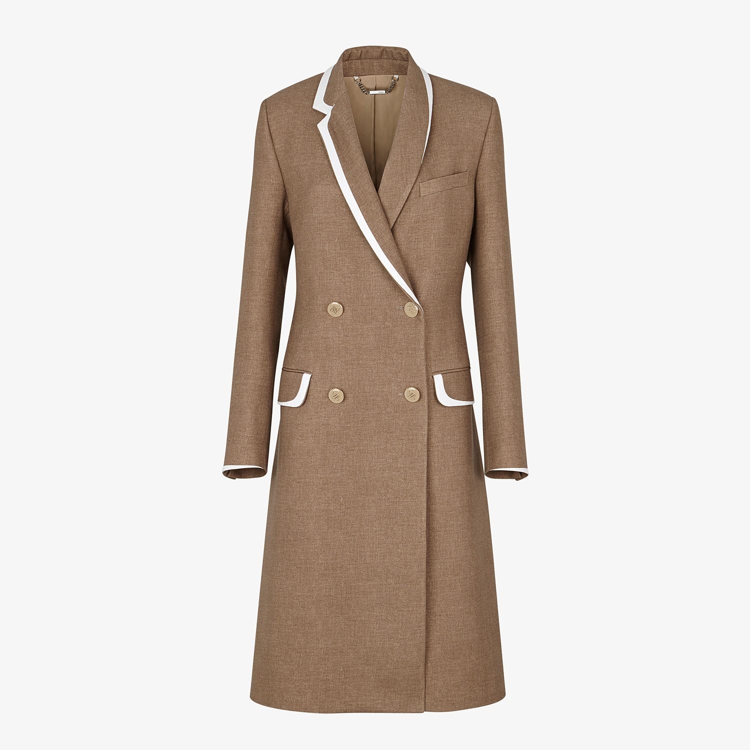 Beige silk and wool coat - 1