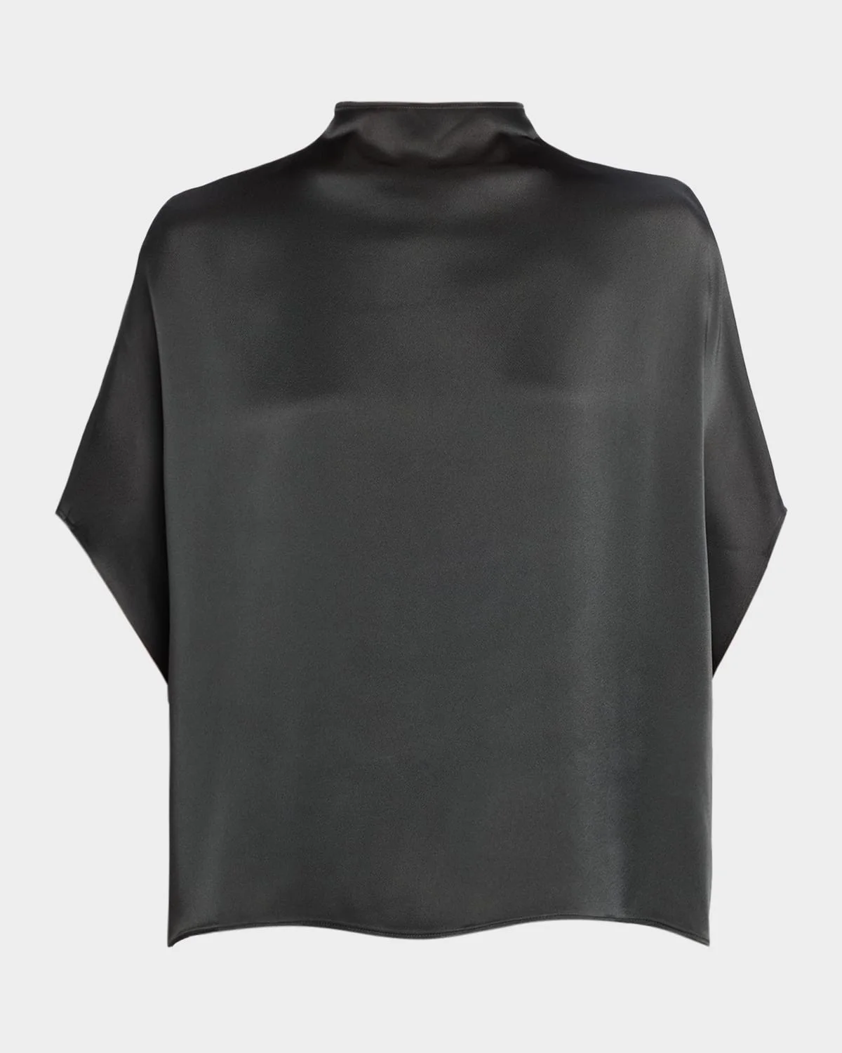 Fluid Mock-Neck Satin Cape Tee - 1