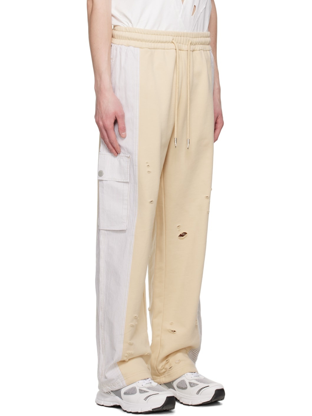 Beige Paneled Sweatpants - 2